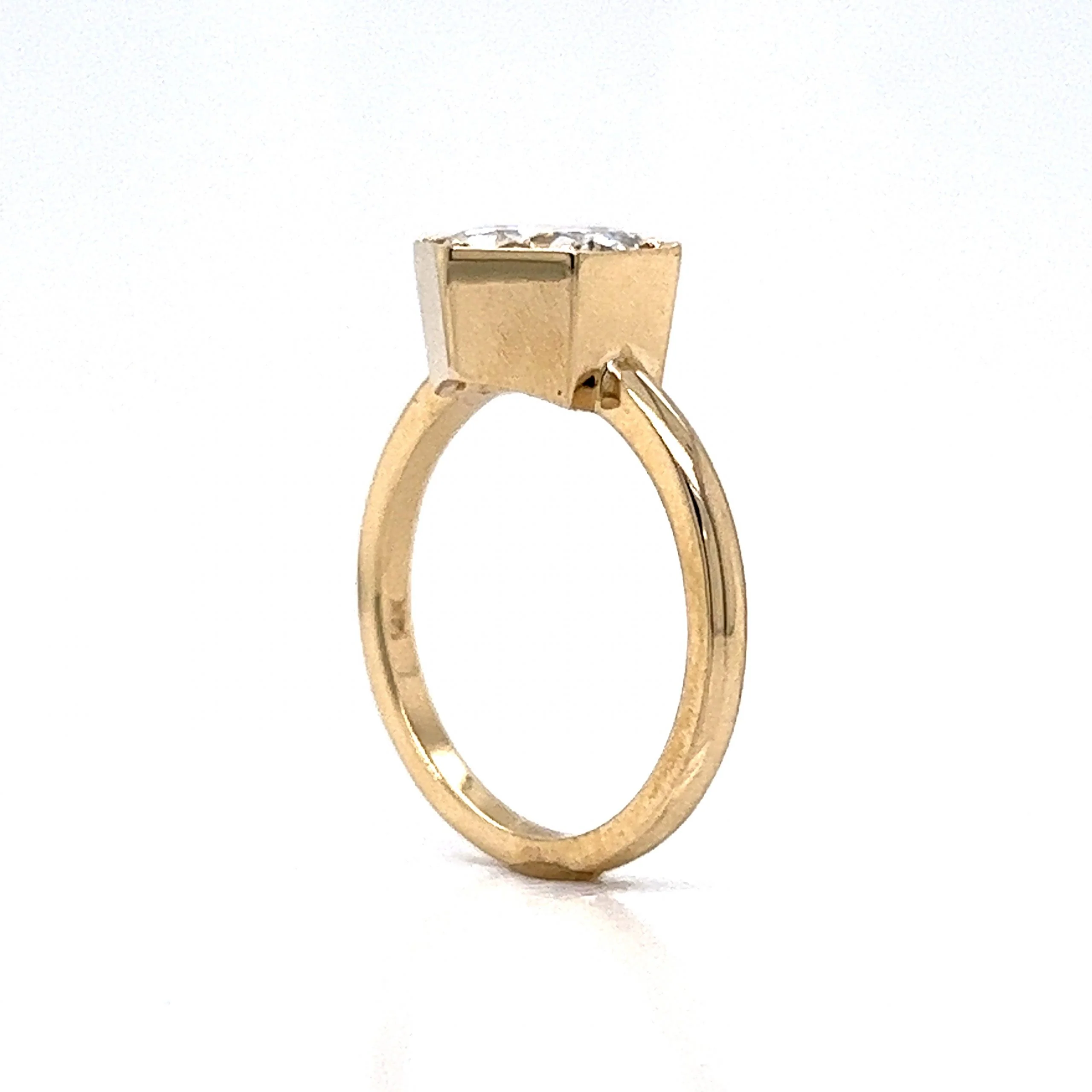 Hexagon Bezel Set Diamond Engagement Ring in 14k Gold - Image 5