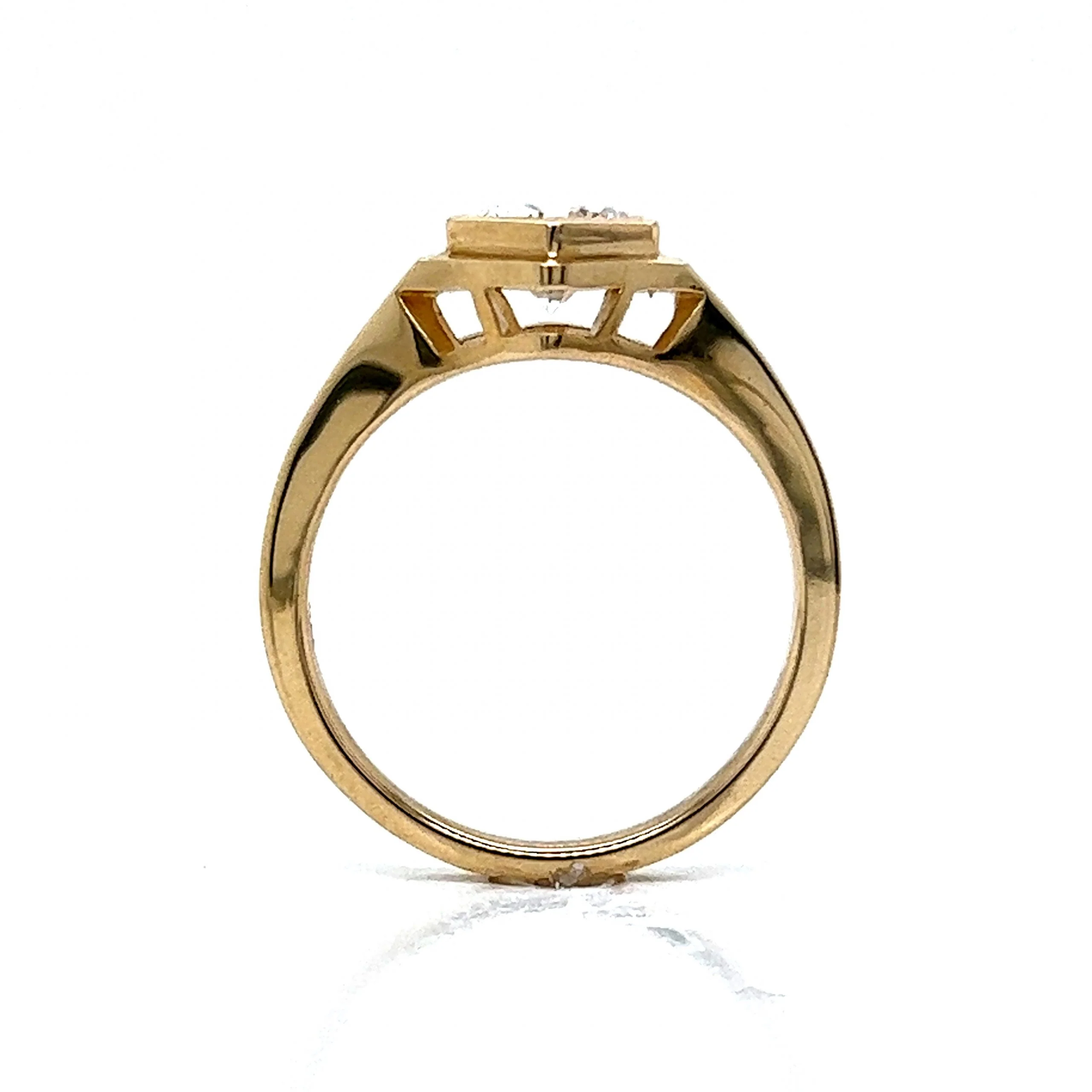 Hexagon Shaped .84 Round Diamond Engagement Ring in 14k Gold - Image 4