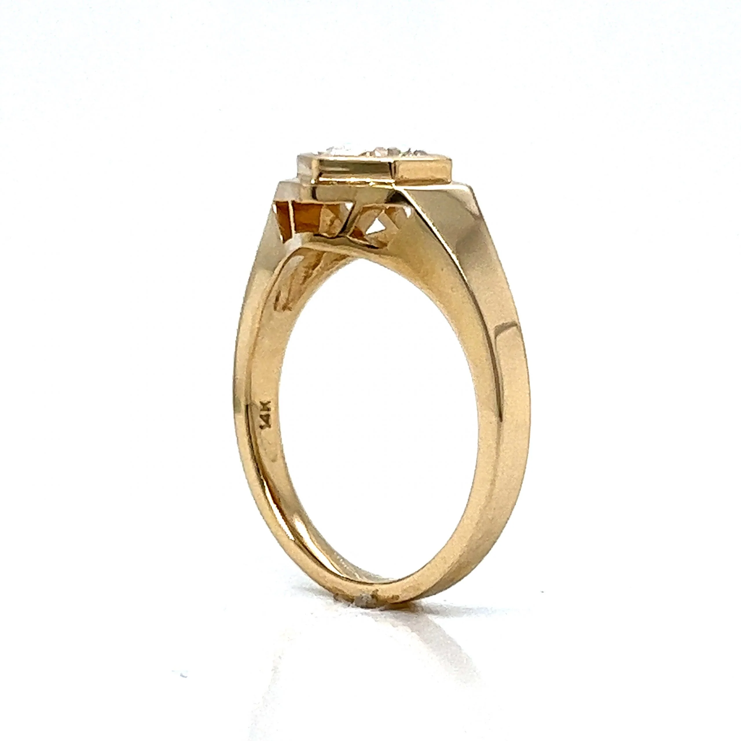 Hexagon Shaped .84 Round Diamond Engagement Ring in 14k Gold - Image 5