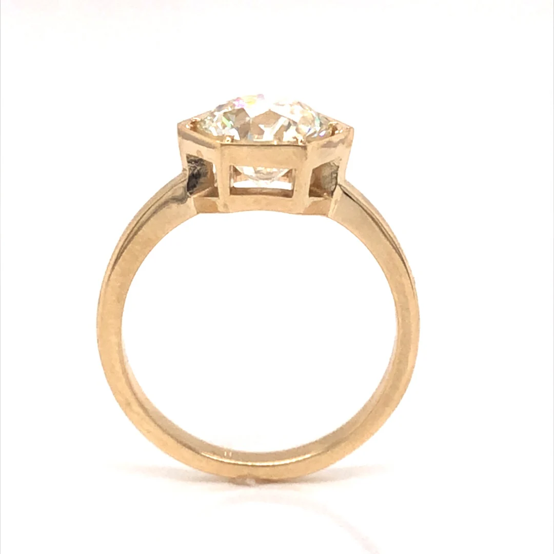 Hexagonal Solitaire Diamond Engagement Ring in 14k Yellow Gold - Image 4