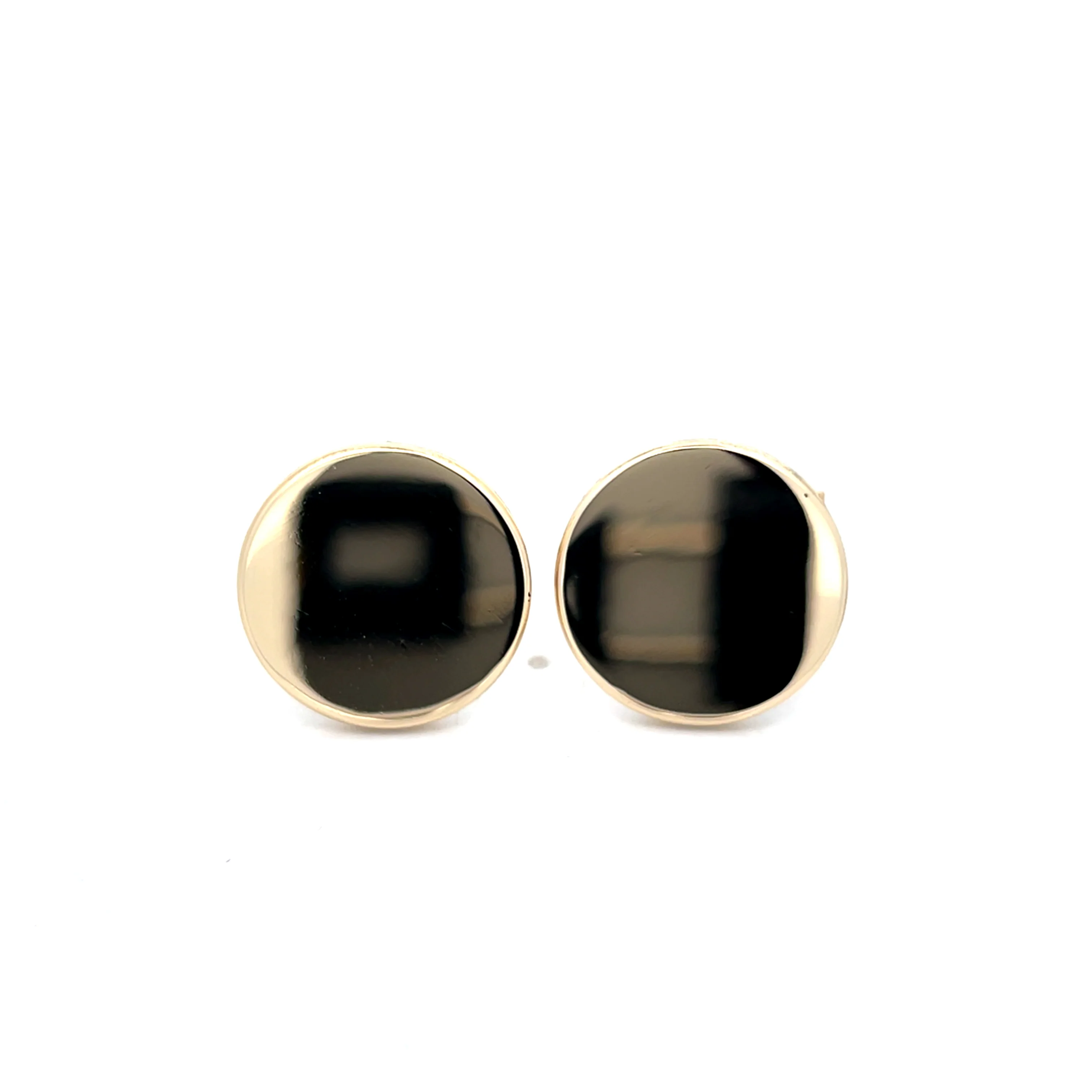 High Polish Circular Cufflinks in 14k Yellow Gold