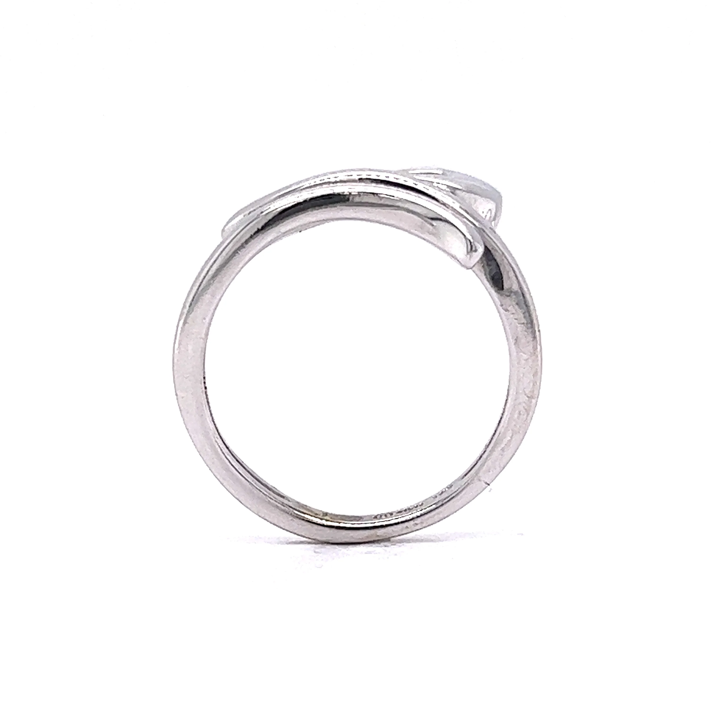 High Polish Snake Ring w/ Diamond in 14k White Gold - Image 4
