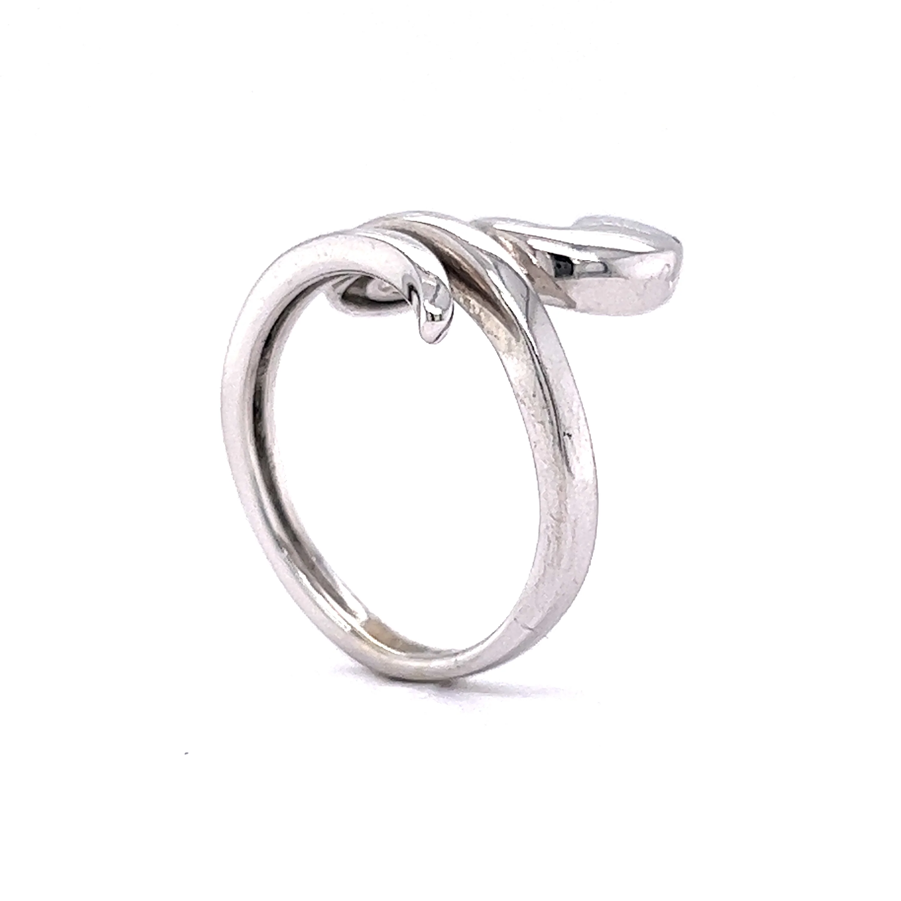 High Polish Snake Ring w/ Diamond in 14k White Gold - Image 5