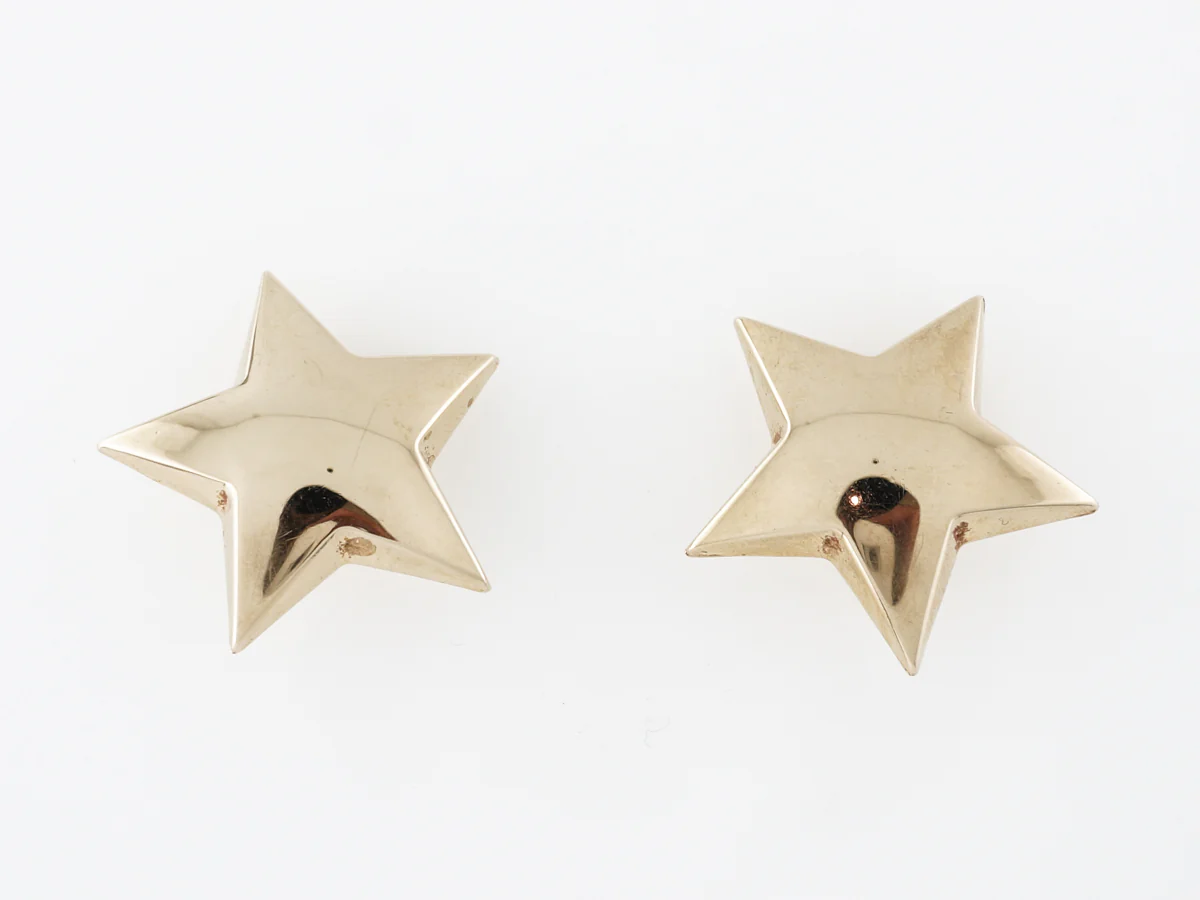 High Polish Star Earrings in 14K Yellow Gold