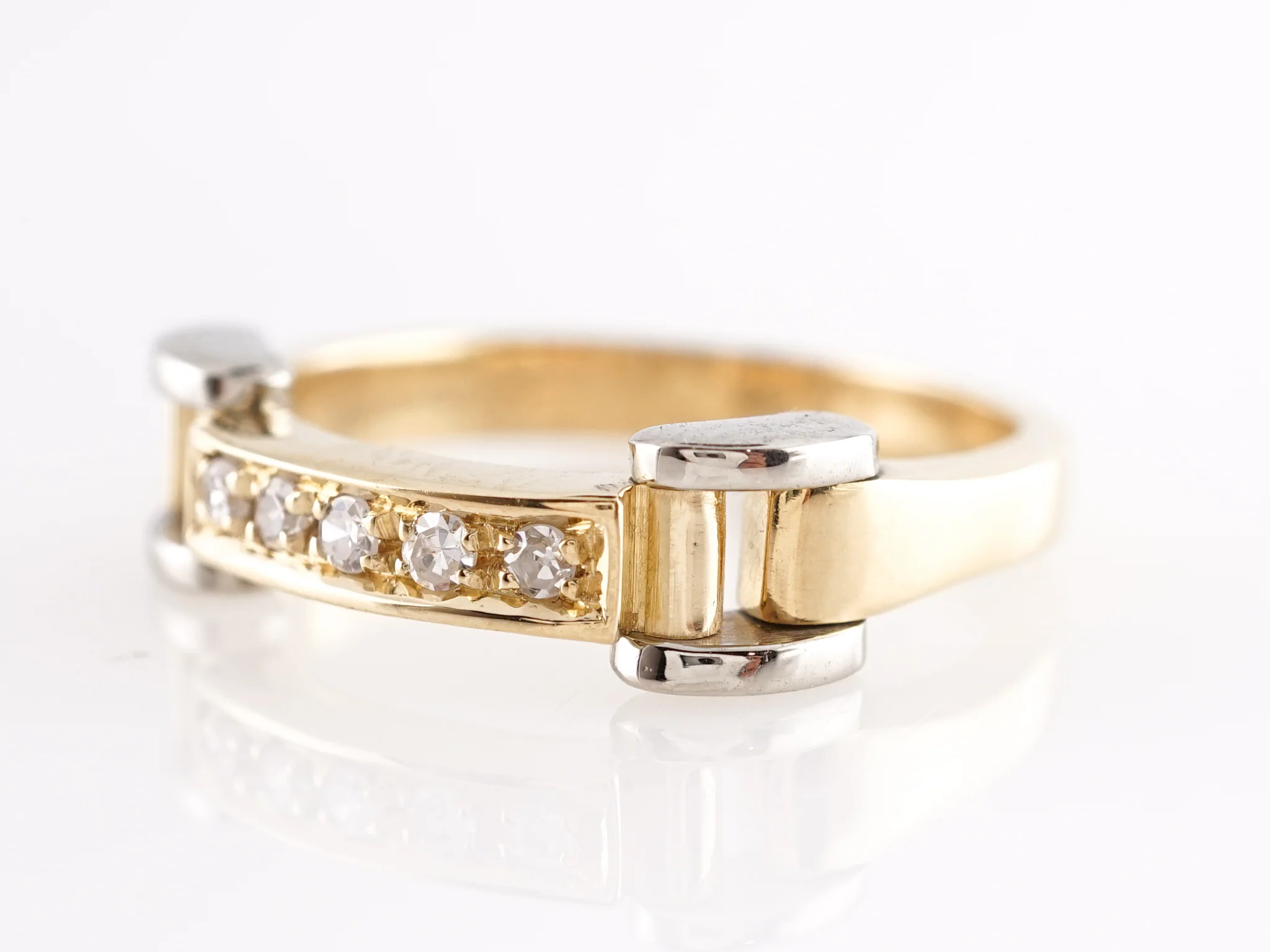 Hinged Diamond Wedding Band in 14k Yellow & White Gold - Image 2