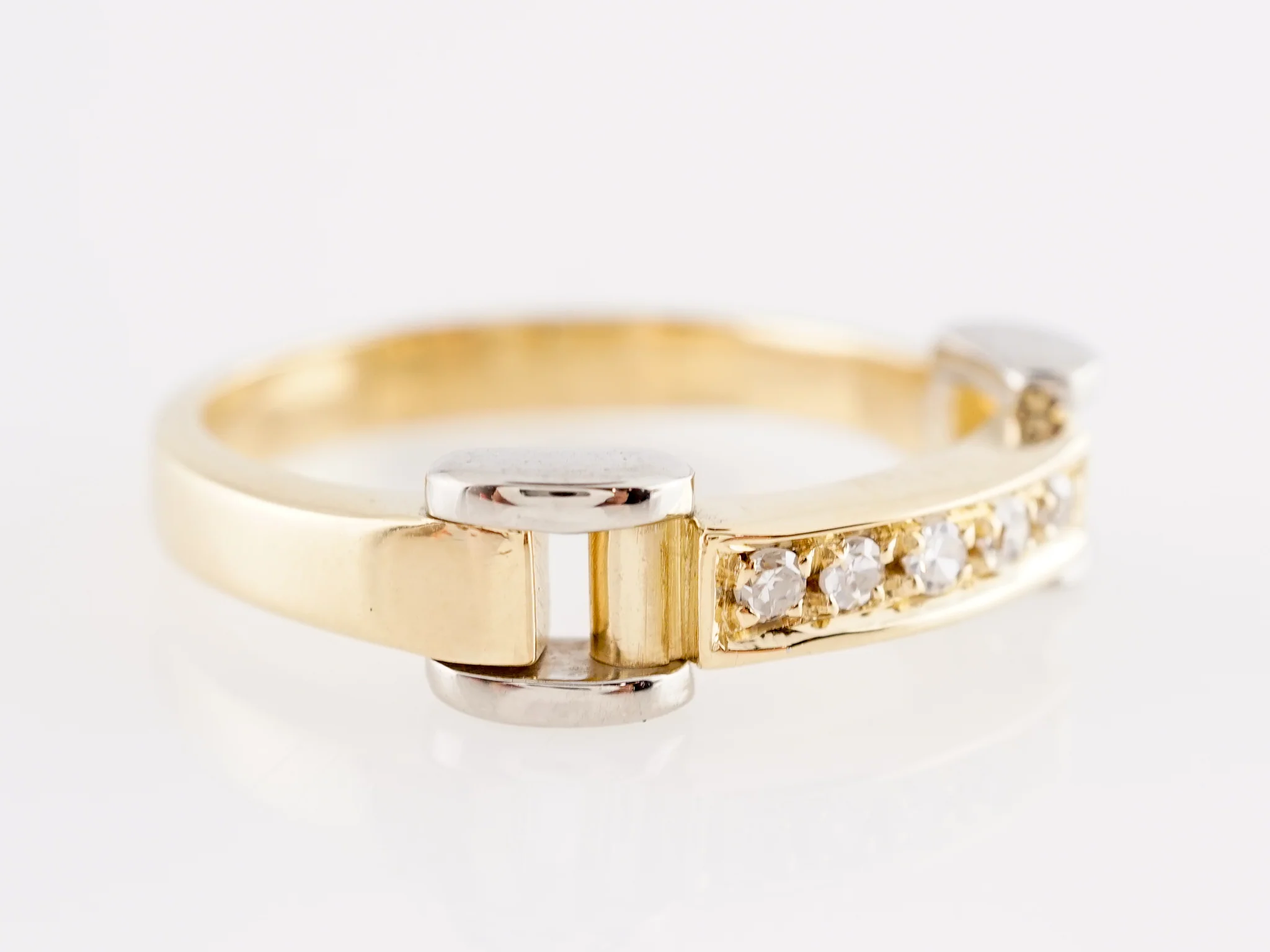 Hinged Diamond Wedding Band in 14k Yellow & White Gold - Image 3
