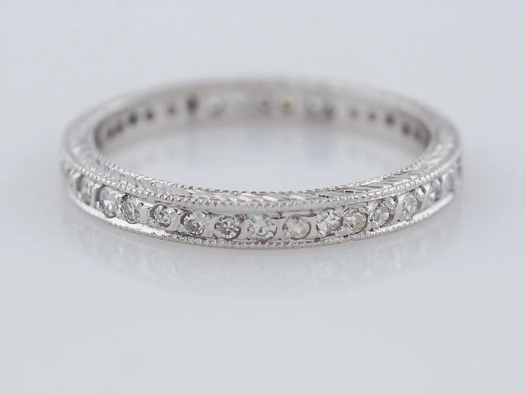 Antique Eternity Wedding Band Art Deco .40ct Single Cut Diamonds in Platinum