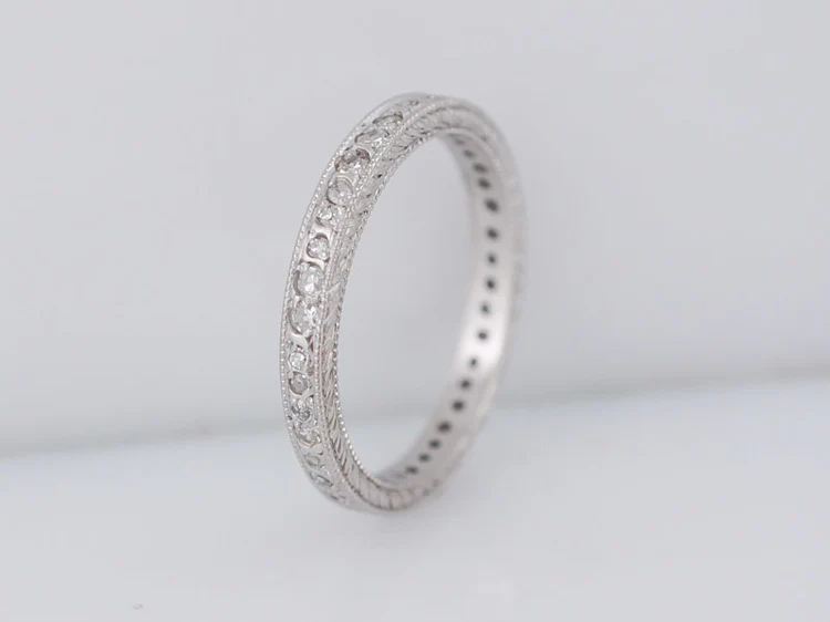 Antique Eternity Wedding Band Art Deco .40ct Single Cut Diamonds in Platinum - Image 2