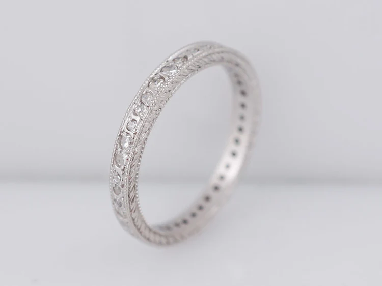 Antique Eternity Wedding Band Art Deco .40ct Single Cut Diamonds in Platinum - Image 4