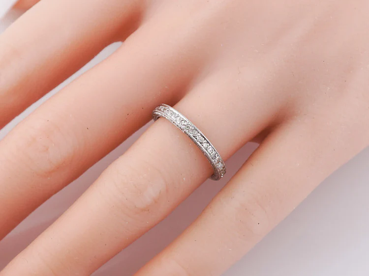 Antique Eternity Wedding Band Art Deco .40ct Single Cut Diamonds in Platinum - Image 5