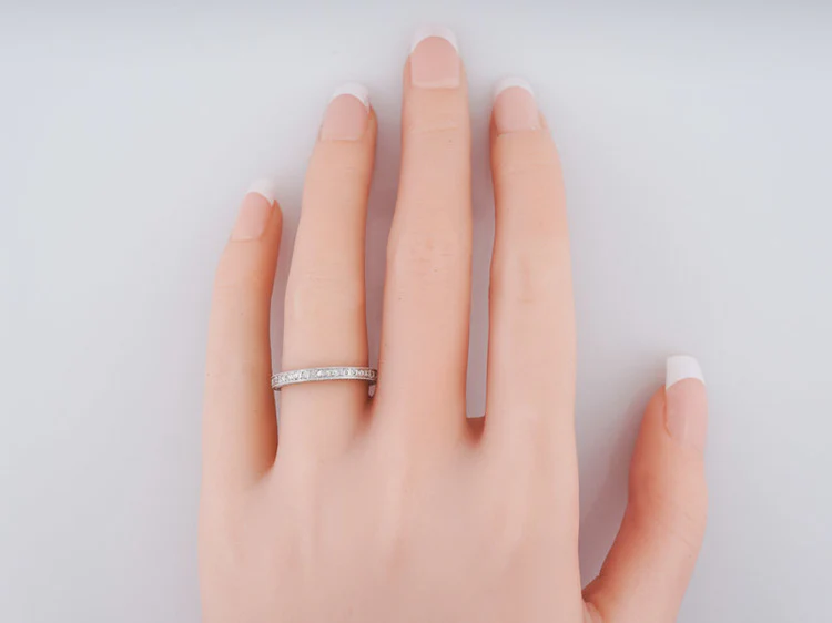Antique Eternity Wedding Band Art Deco .40ct Single Cut Diamonds in Platinum - Image 6