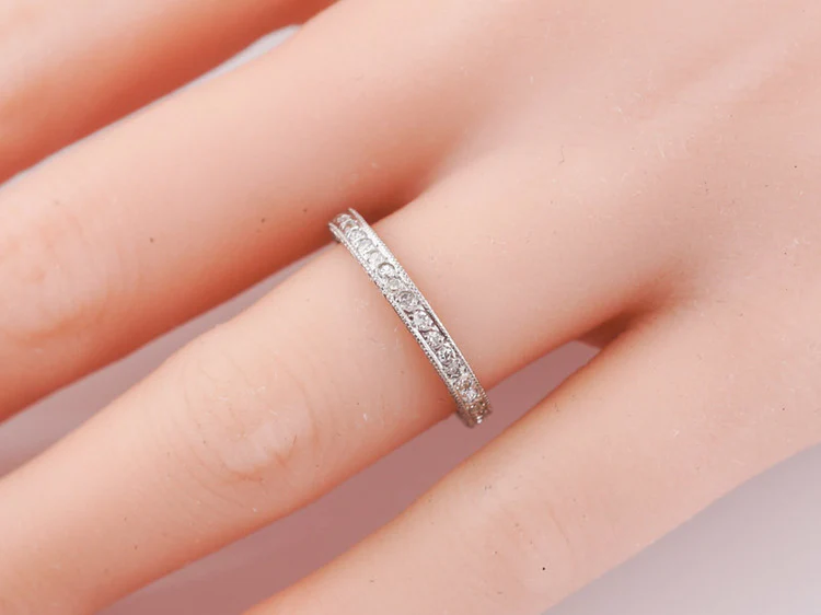 Antique Eternity Wedding Band Art Deco .40ct Single Cut Diamonds in Platinum - Image 7