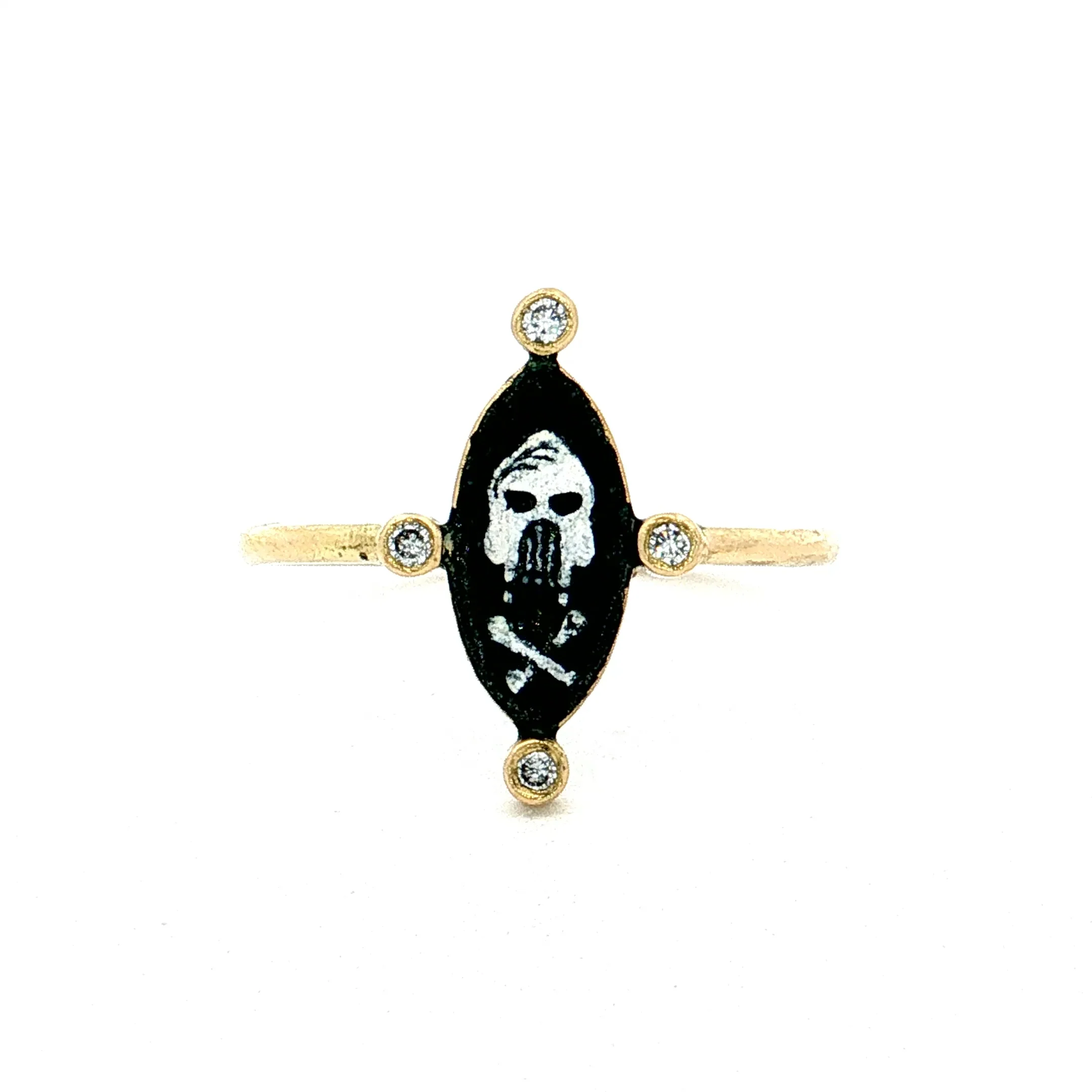 Holly Dyment Enamel Skull & Crossbones Ring 18k