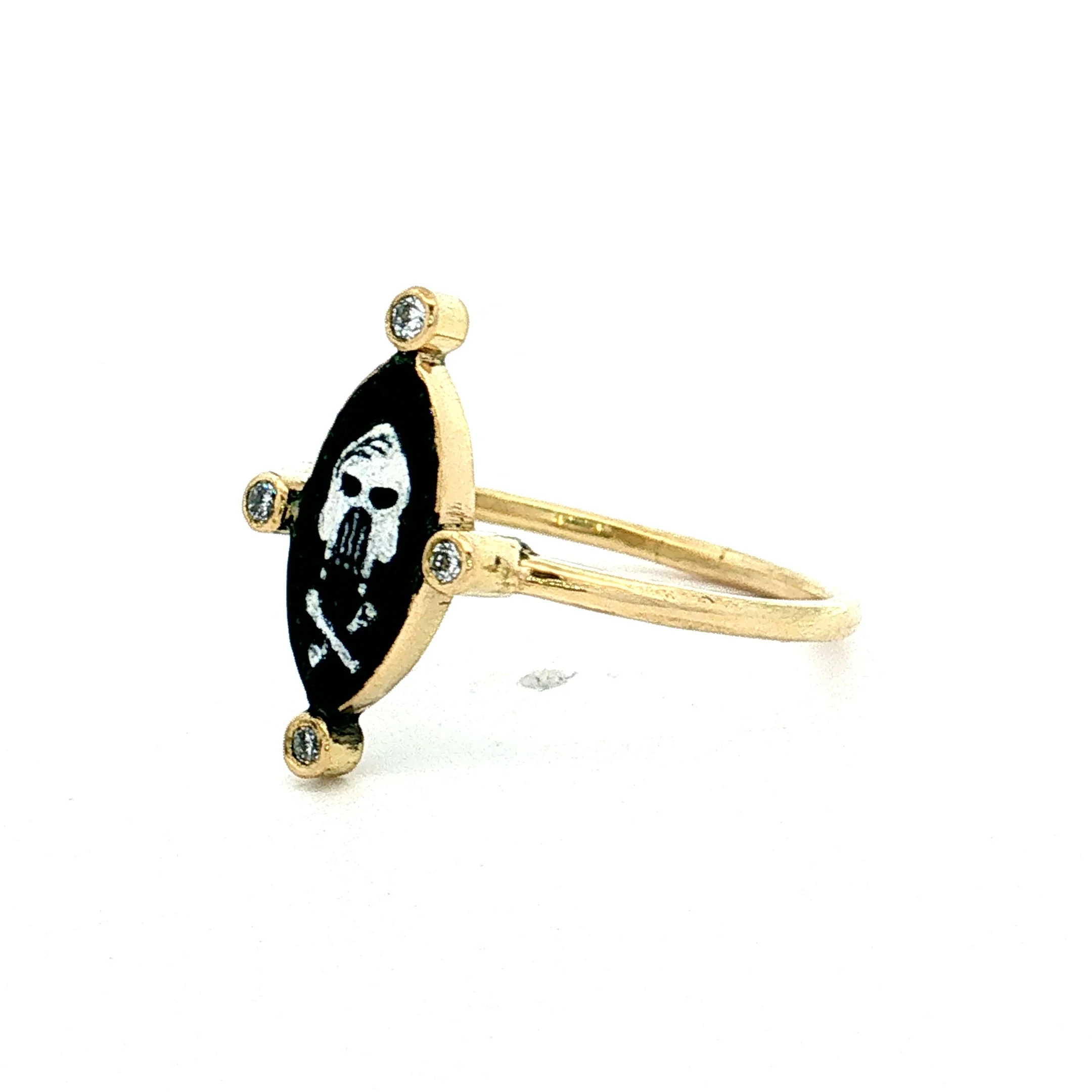 Holly Dyment Enamel Skull & Crossbones Ring 18k - Image 2