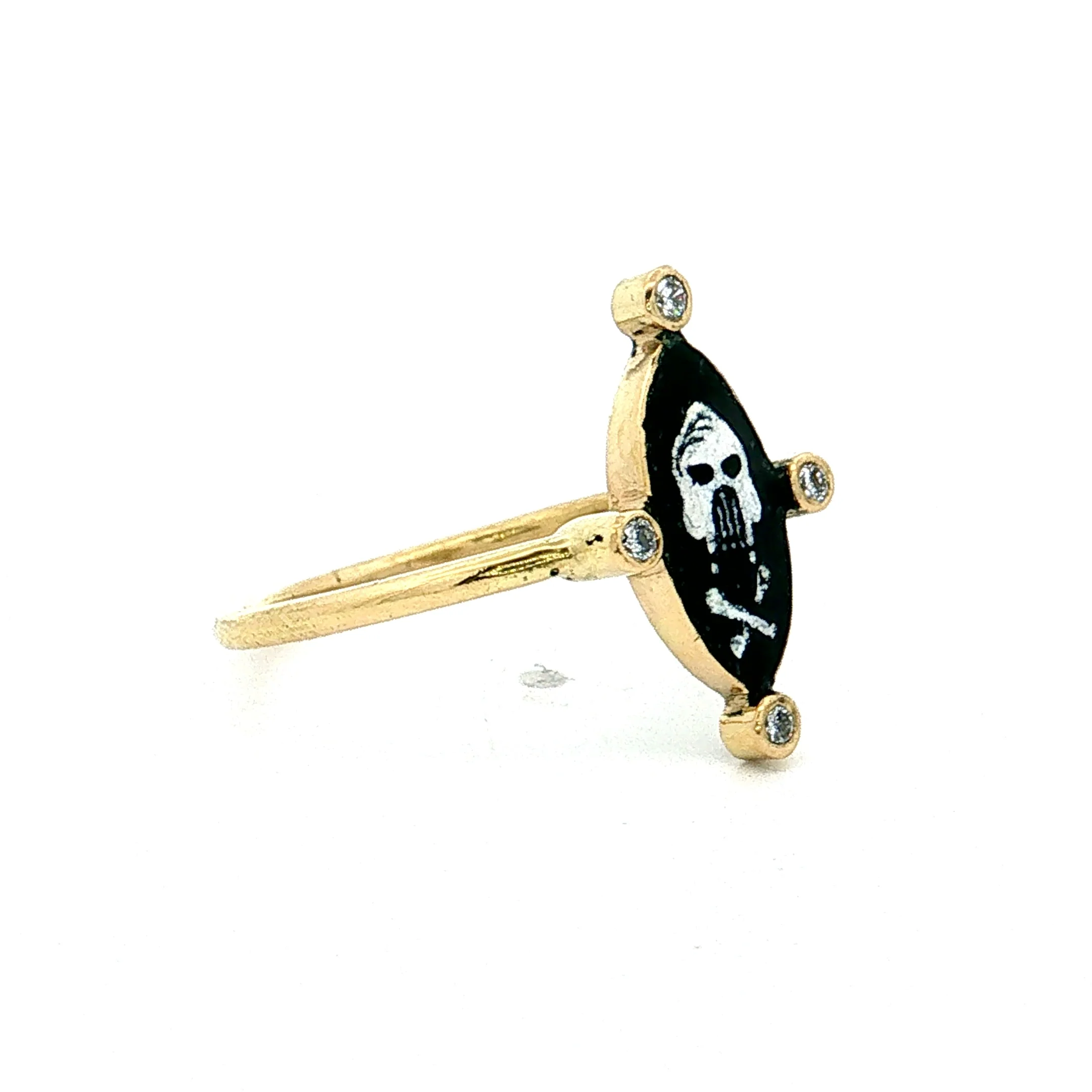 Holly Dyment Enamel Skull & Crossbones Ring 18k - Image 3
