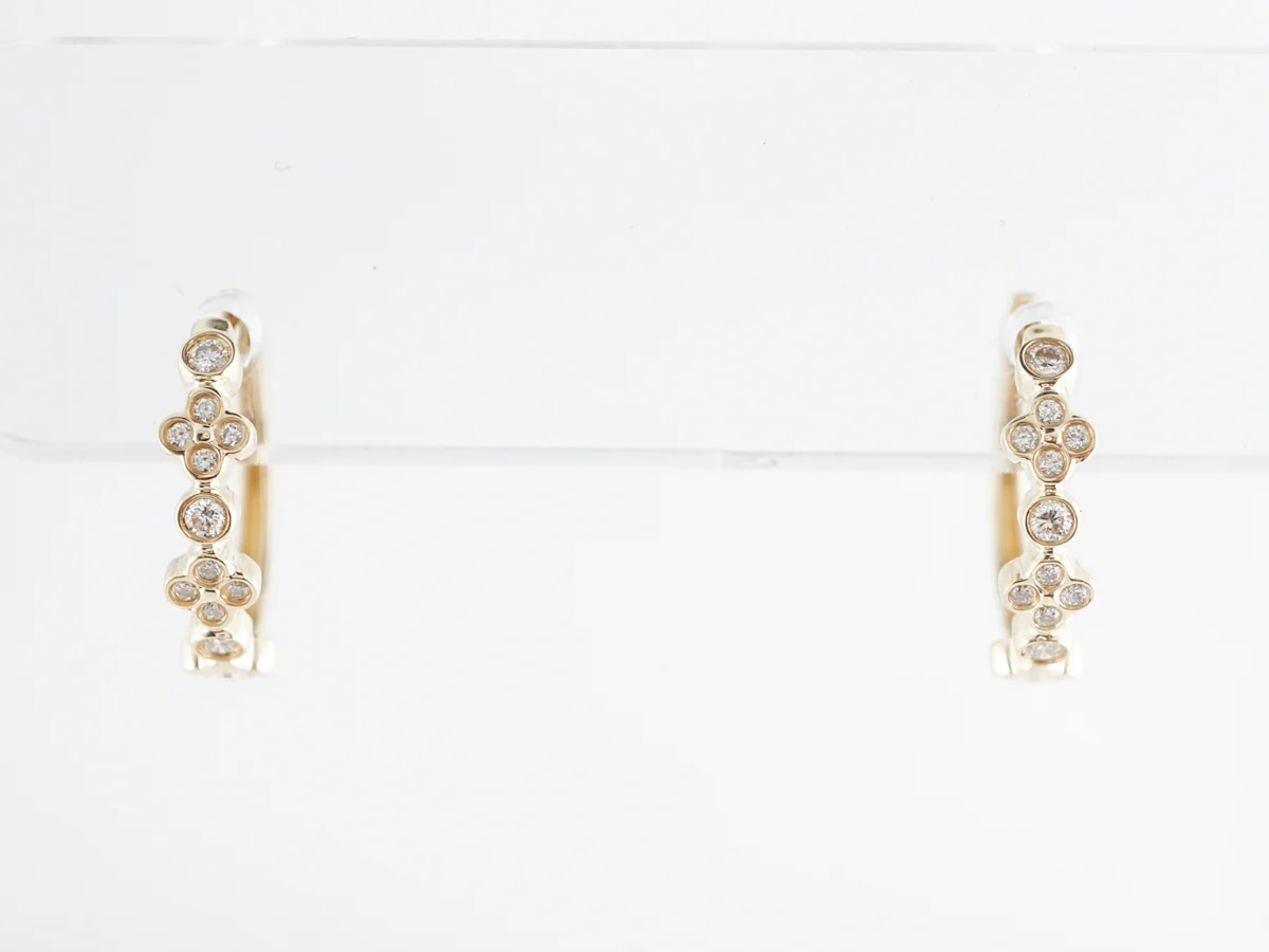 Hoop Diamond Cluster Earrings in 14k Yellow Gold