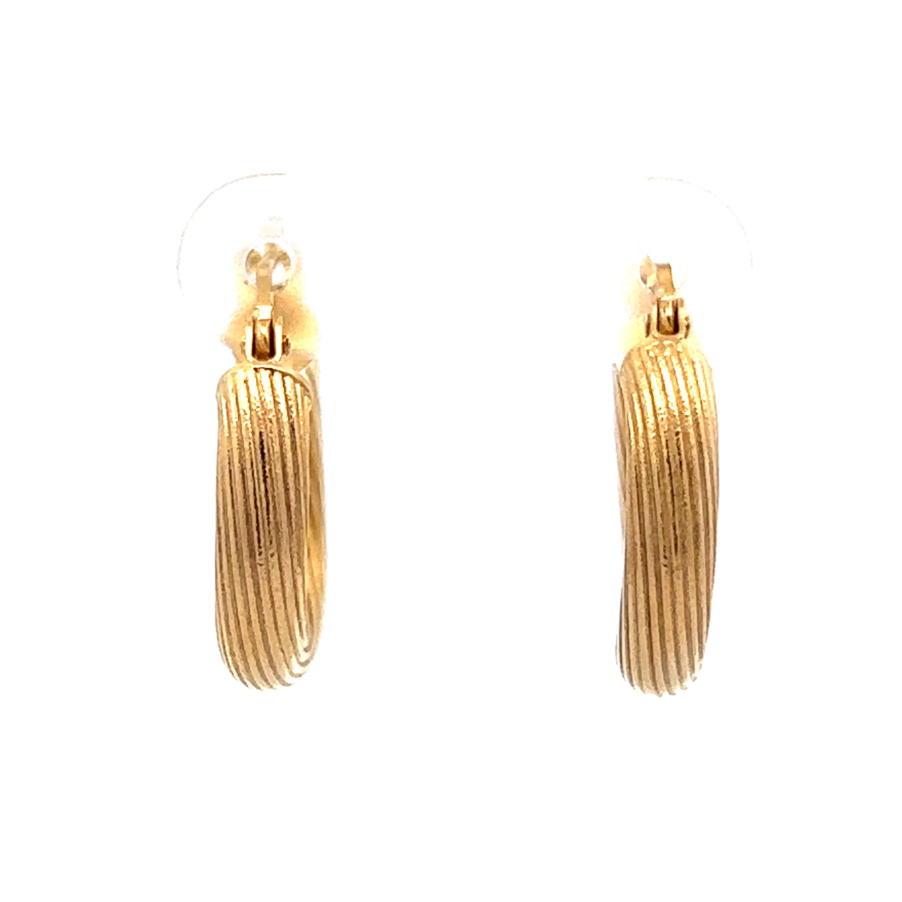 Chunky Textured Ridge Hoop Earrings in 14k Yellow Gold