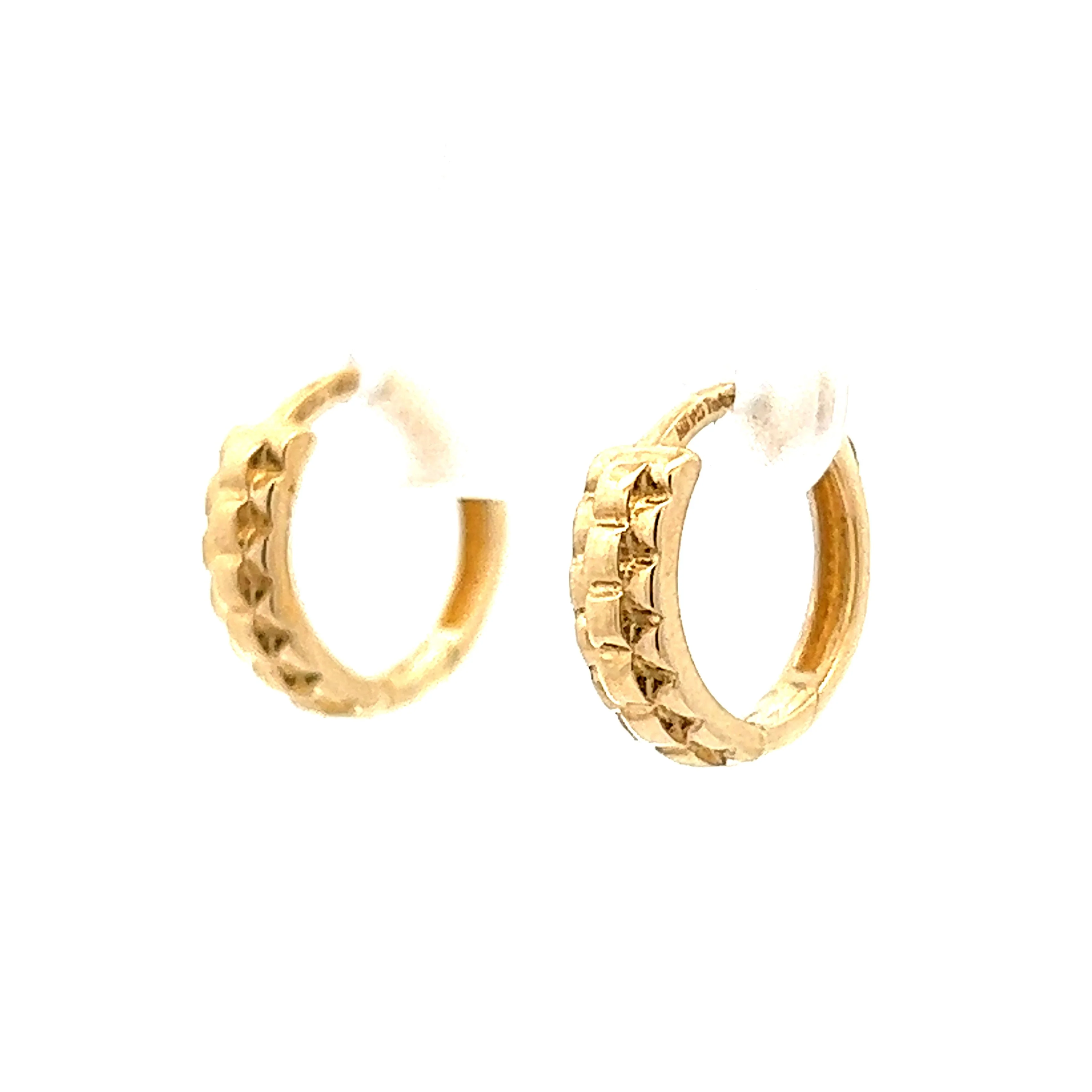 Textured Small Hoop Earrings in 14k Yellow Gold - Image 2