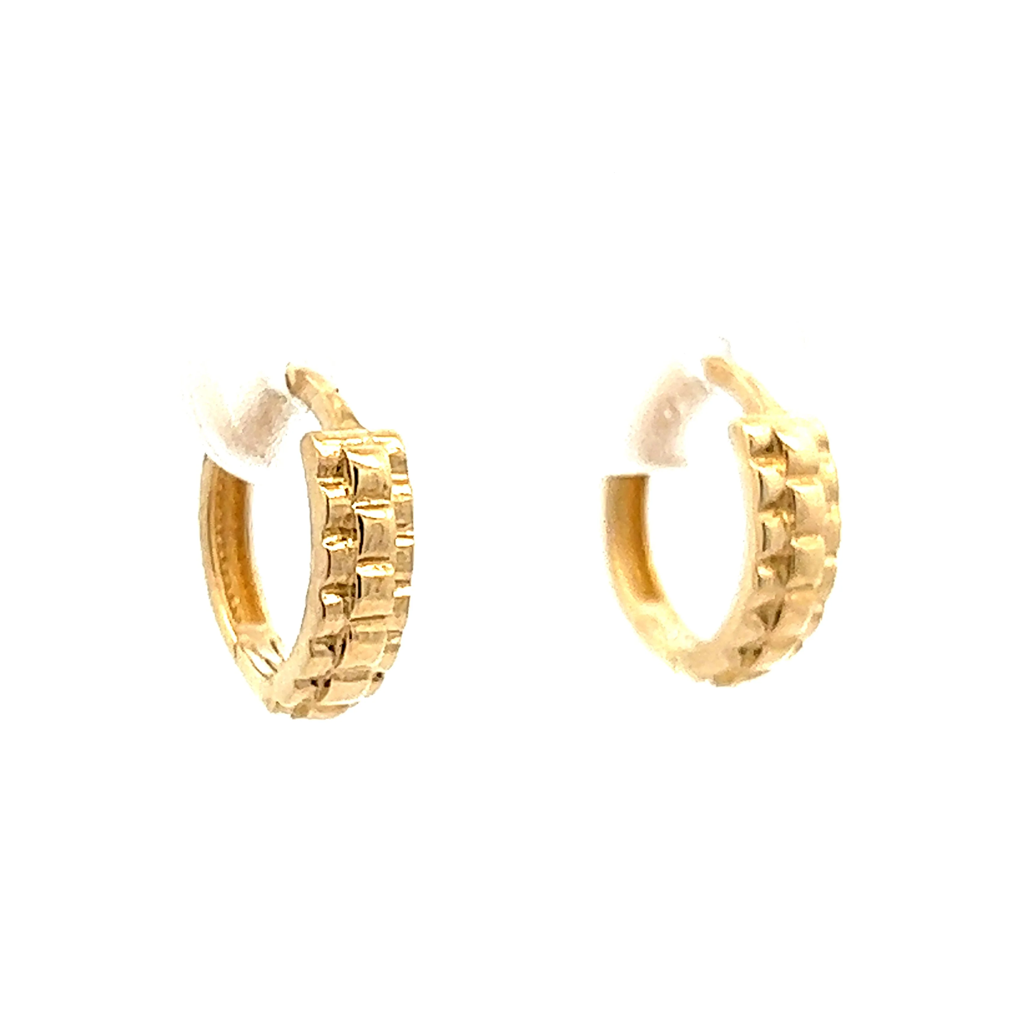 Textured Small Hoop Earrings in 14k Yellow Gold - Image 3