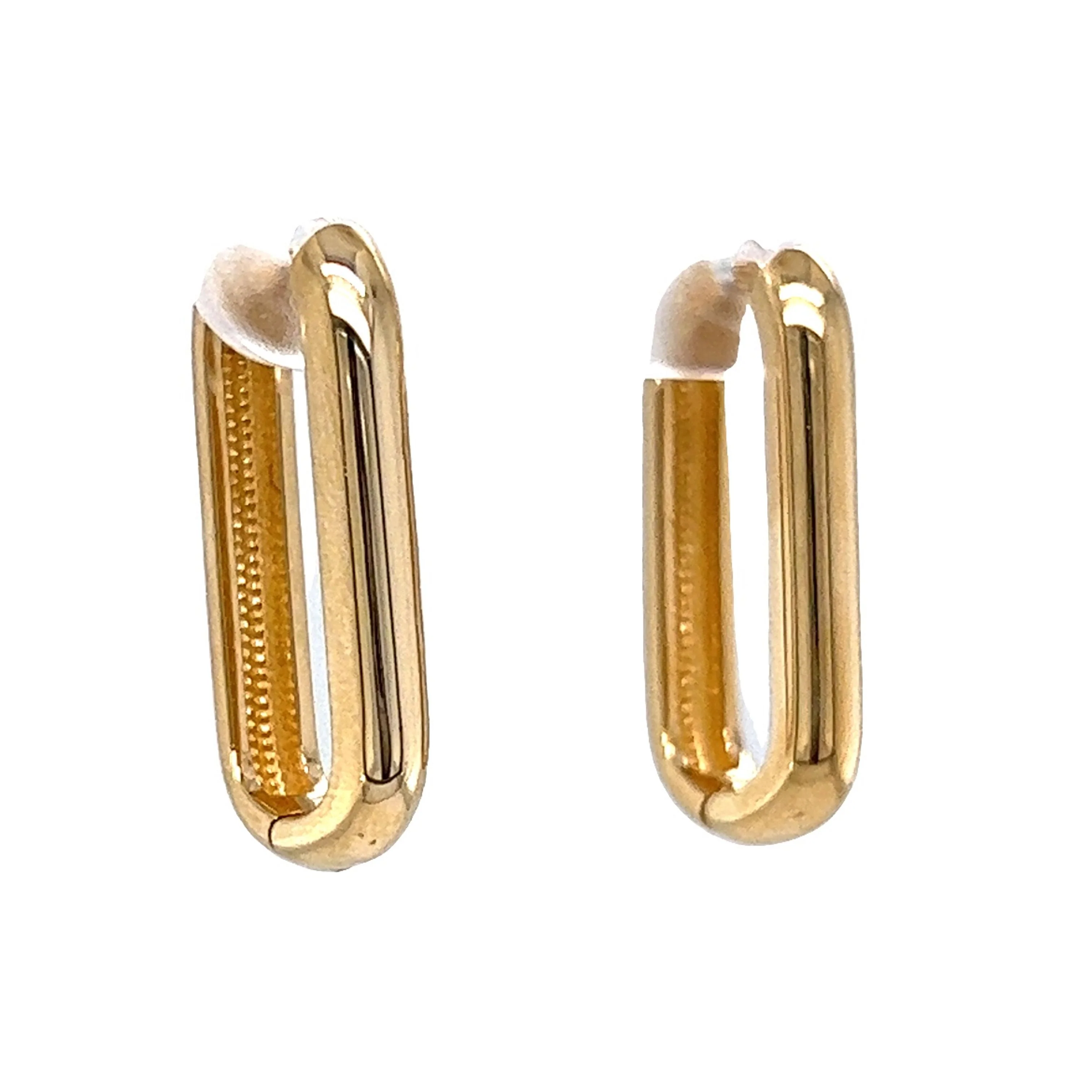 Oblong Hoop Earrings in 14k Yellow Gold - Image 2