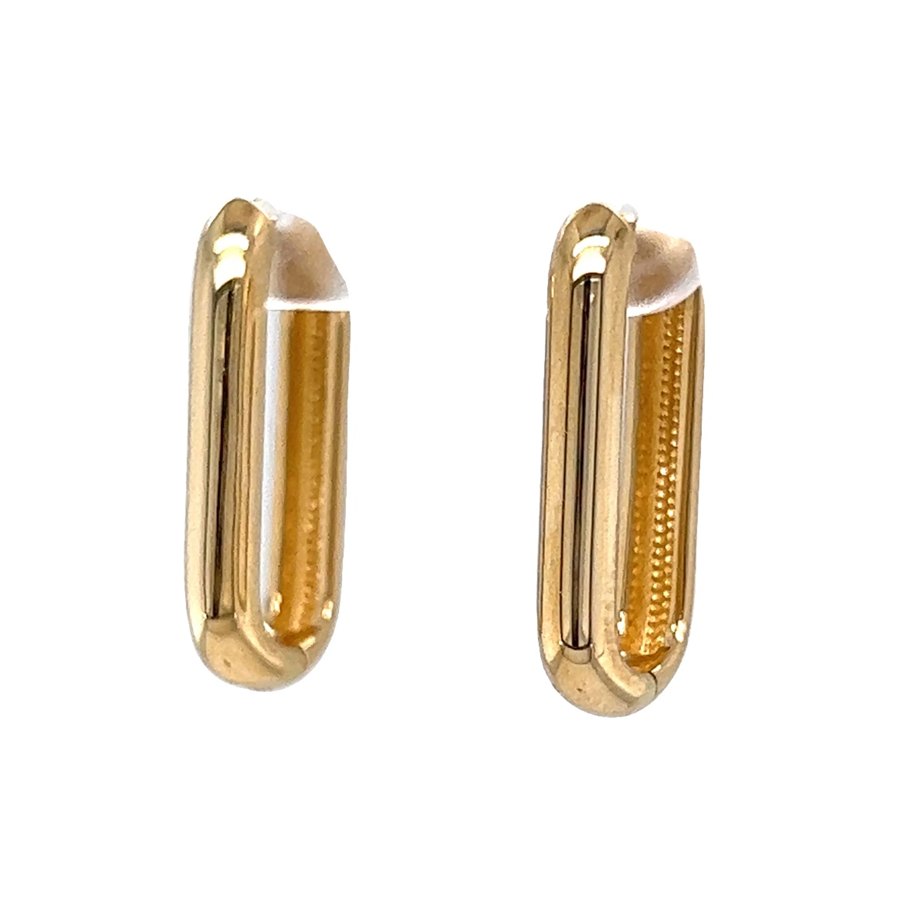 Oblong Hoop Earrings in 14k Yellow Gold - Image 3