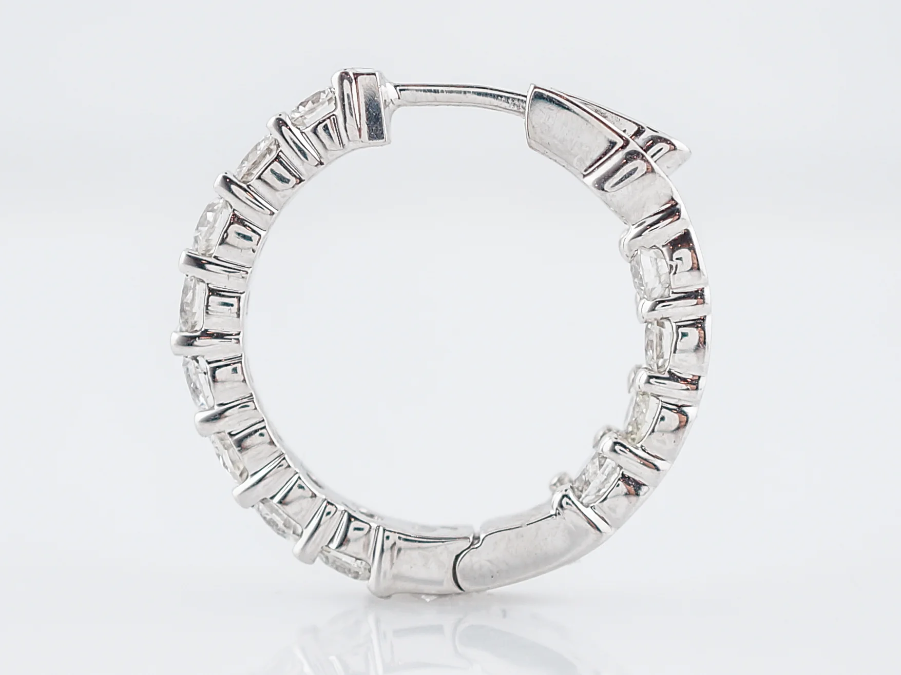 Hoop Earrings Modern 2.40 Round Brilliant Cut Diamonds in 14K White Gold - Image 7
