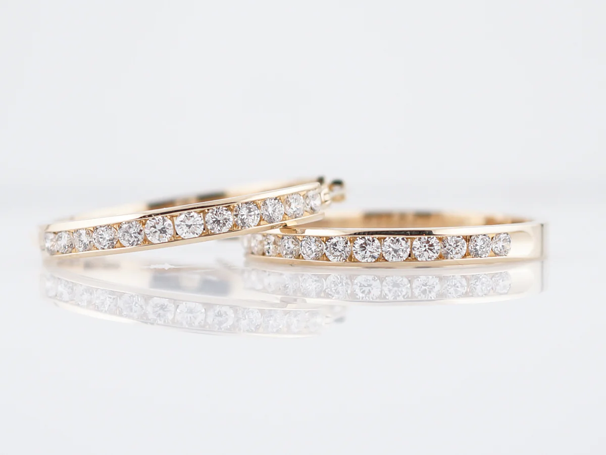 Hoop Earrings Modern 2.5 Round Brilliant Cut Diamonds in 14k Yellow Gold - Image 7
