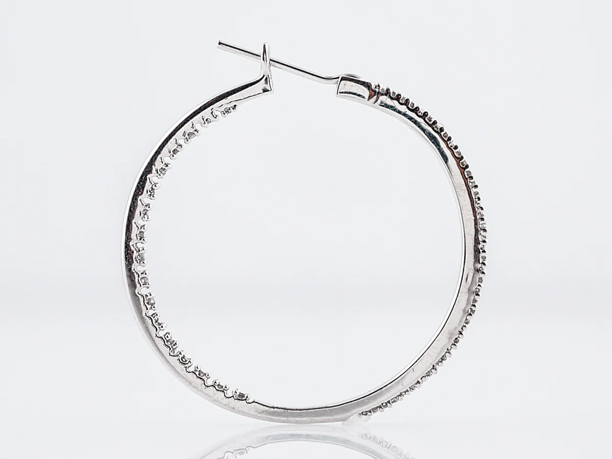Hoop Earrings Modern .37 Round Brilliant Cut Diamonds in 14k White Gold - Image 5