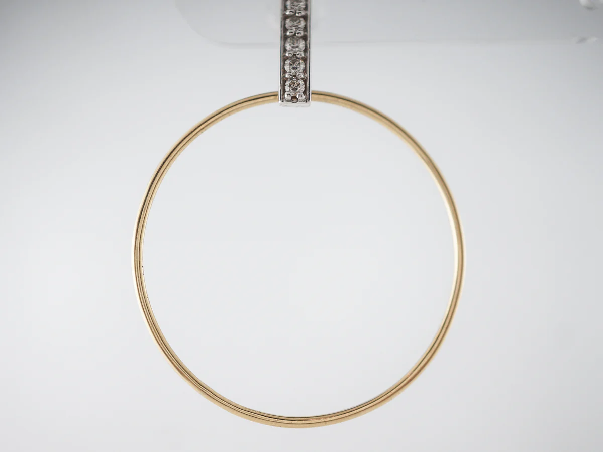 Hoop Earrings with Diamonds in White & Yellow Gold - Image 4