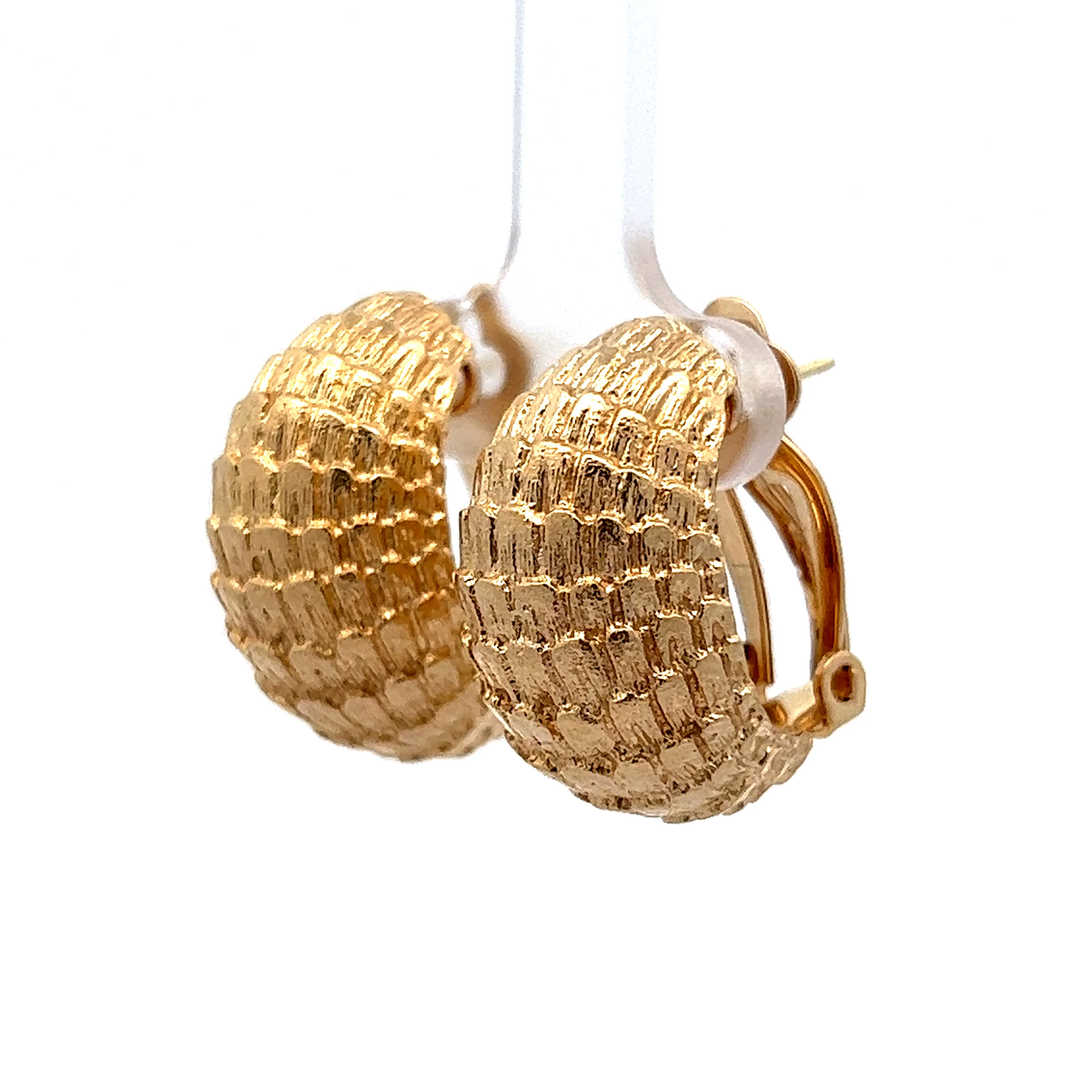 Chunky Textured Wide Hoop Earrings in 14k Yellow Gold - Image 2