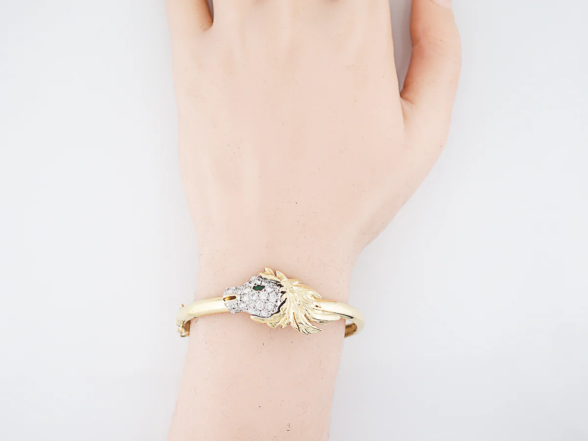 Horse Bracelet Modern 1.50 Round Brilliant Cut Diamonds in 18K White & Yellow Gold - Image 4
