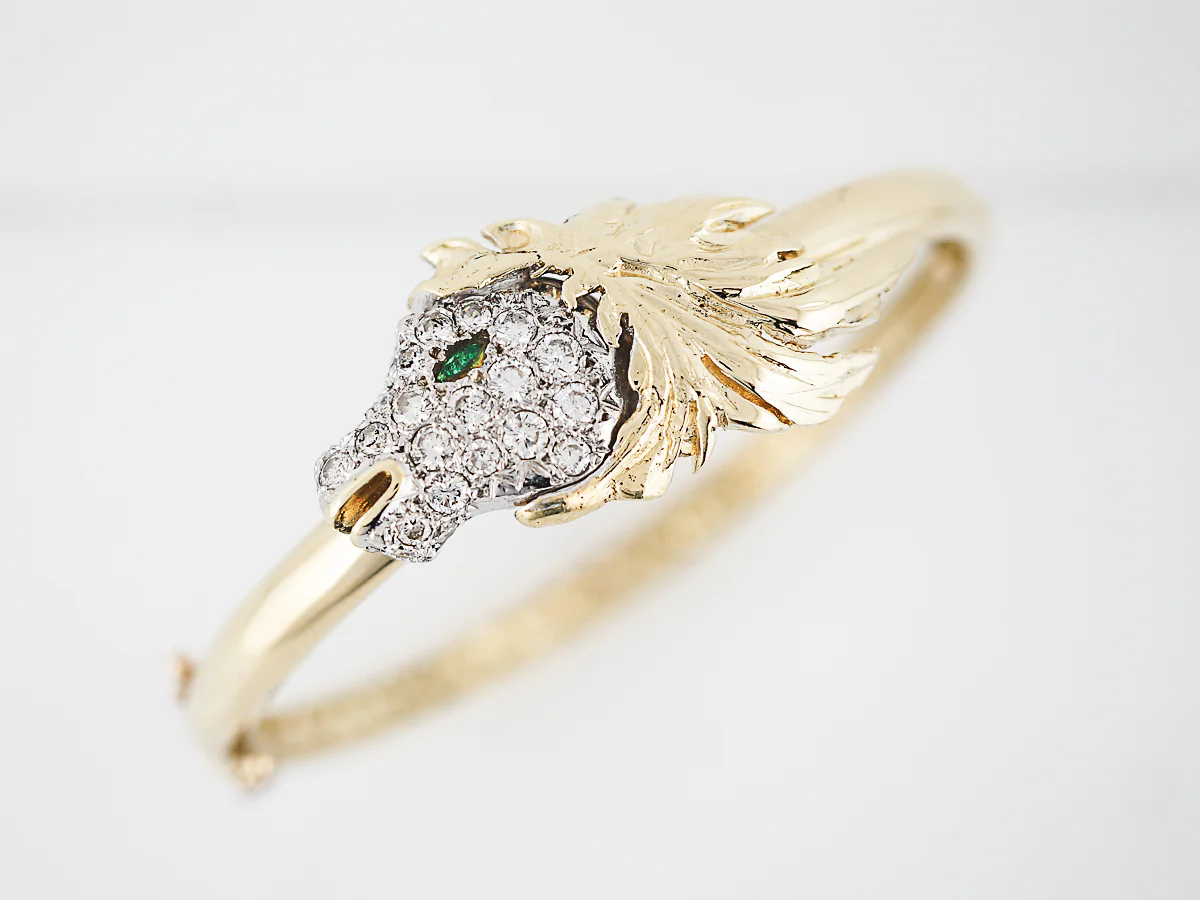 Horse Bracelet Modern 1.50 Round Brilliant Cut Diamonds in 18K White & Yellow Gold - Image 7