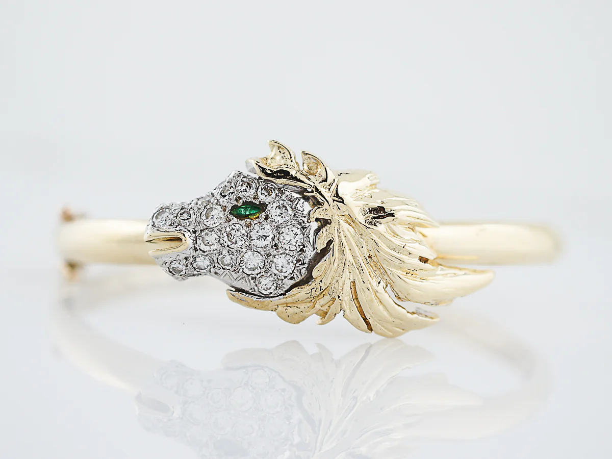 Horse Bracelet Modern 1.50 Round Brilliant Cut Diamonds in 18K White & Yellow Gold - Image 2