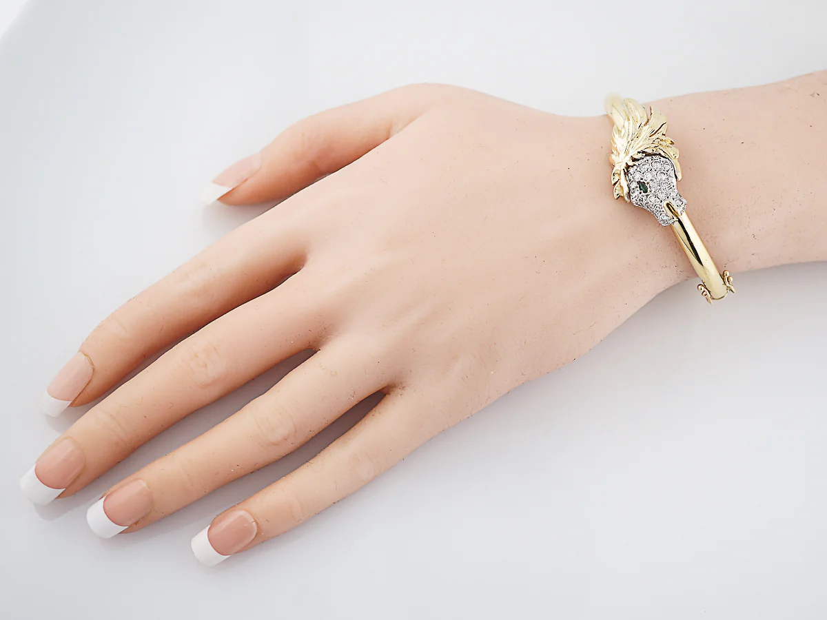 Horse Bracelet Modern 1.50 Round Brilliant Cut Diamonds in 18K White & Yellow Gold - Image 4