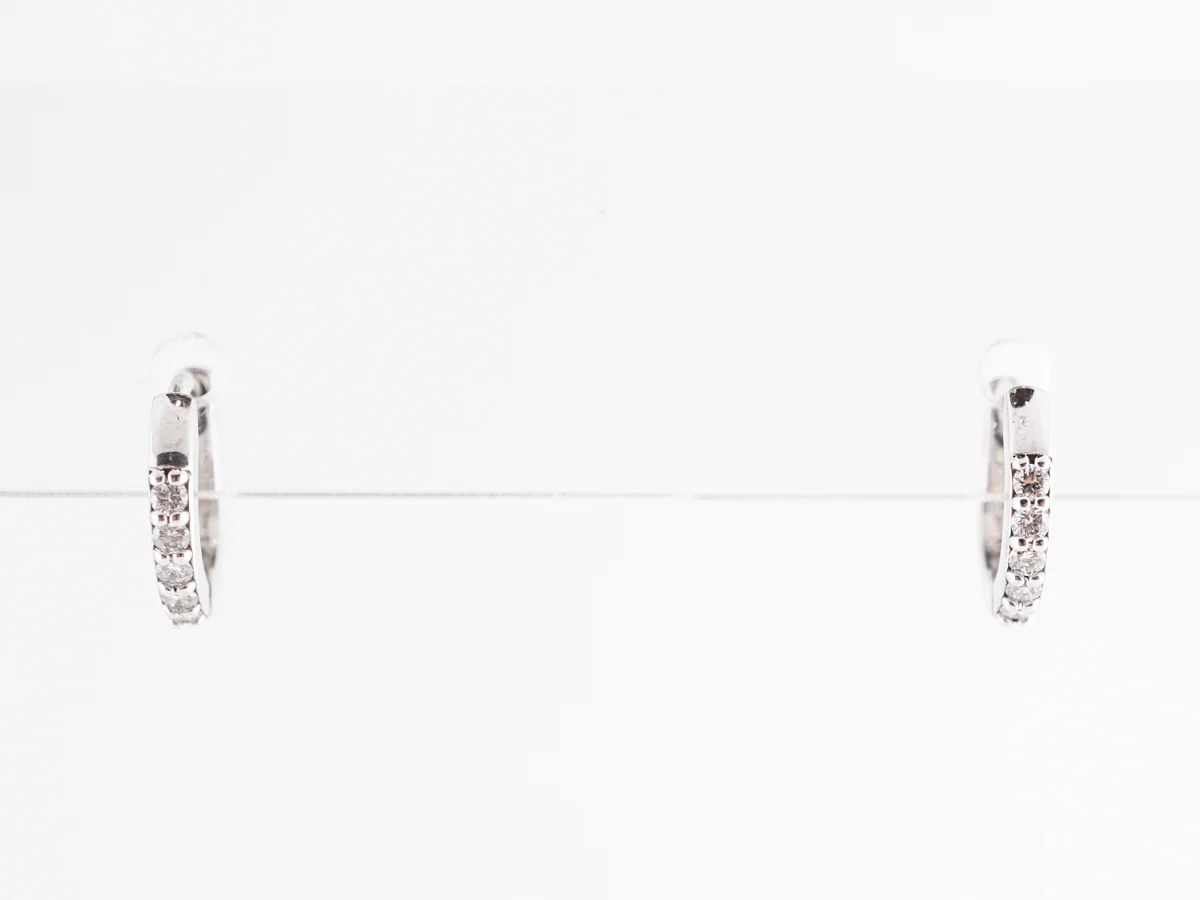 Huggie Hoop Earrings w/ Diamonds in 14k White Gold