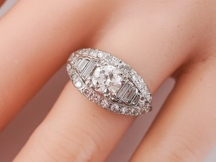 Incredible Antique Diamond Engagement Ring Art Deco - Image 8