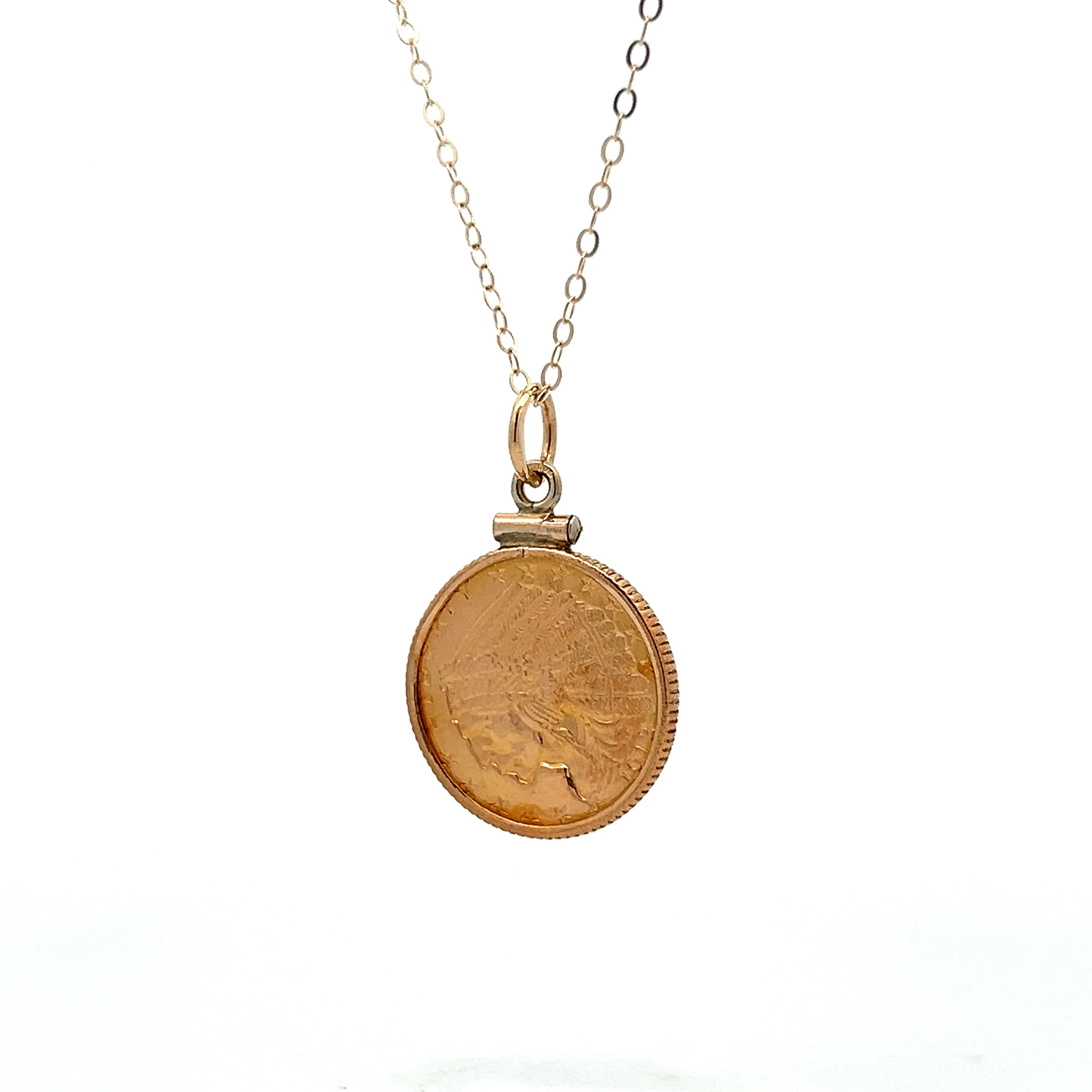 Indian Head Coin Pendant in 22k Yellow Gold - Image 2