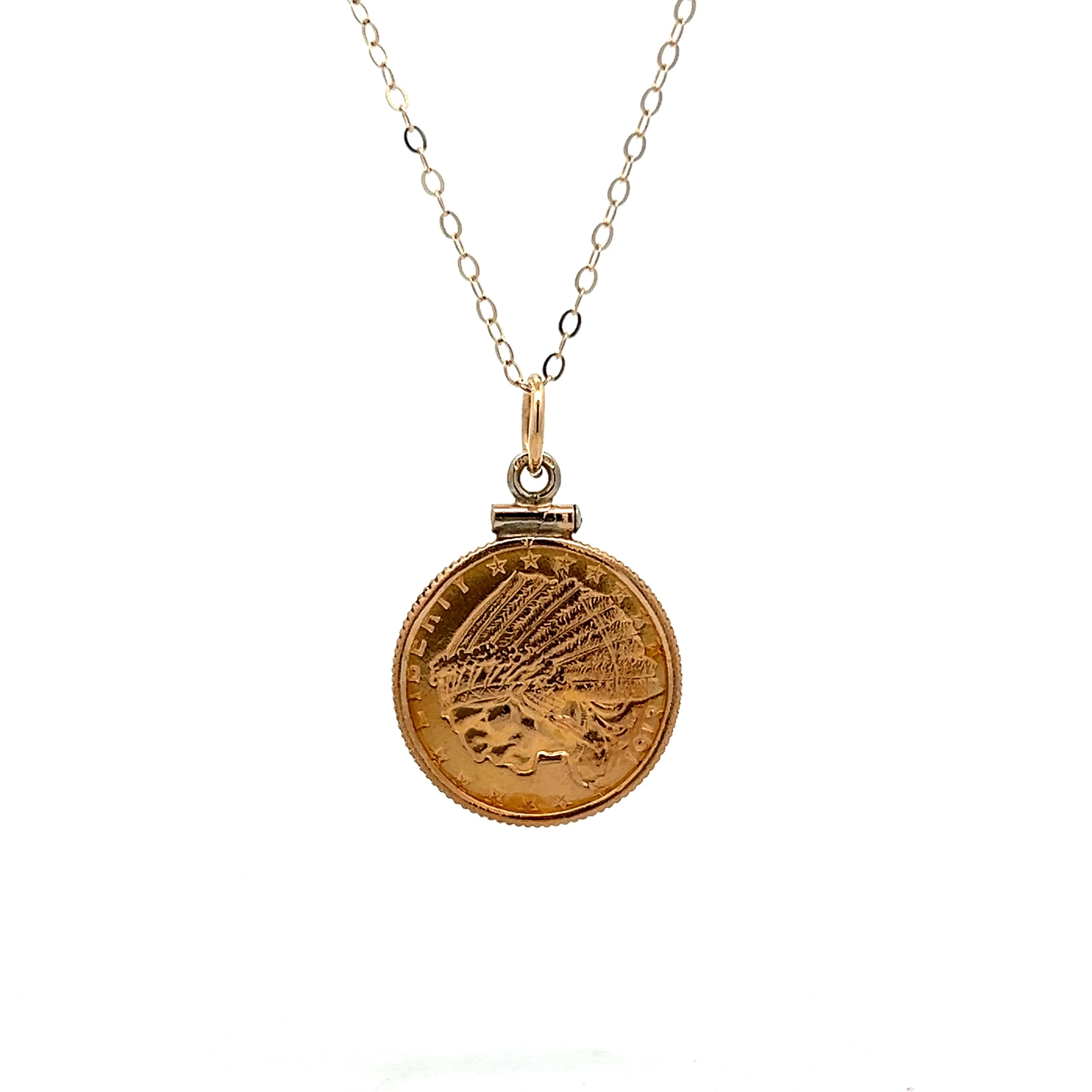 Indian Head Coin Pendant in 22k Yellow Gold - Image 4