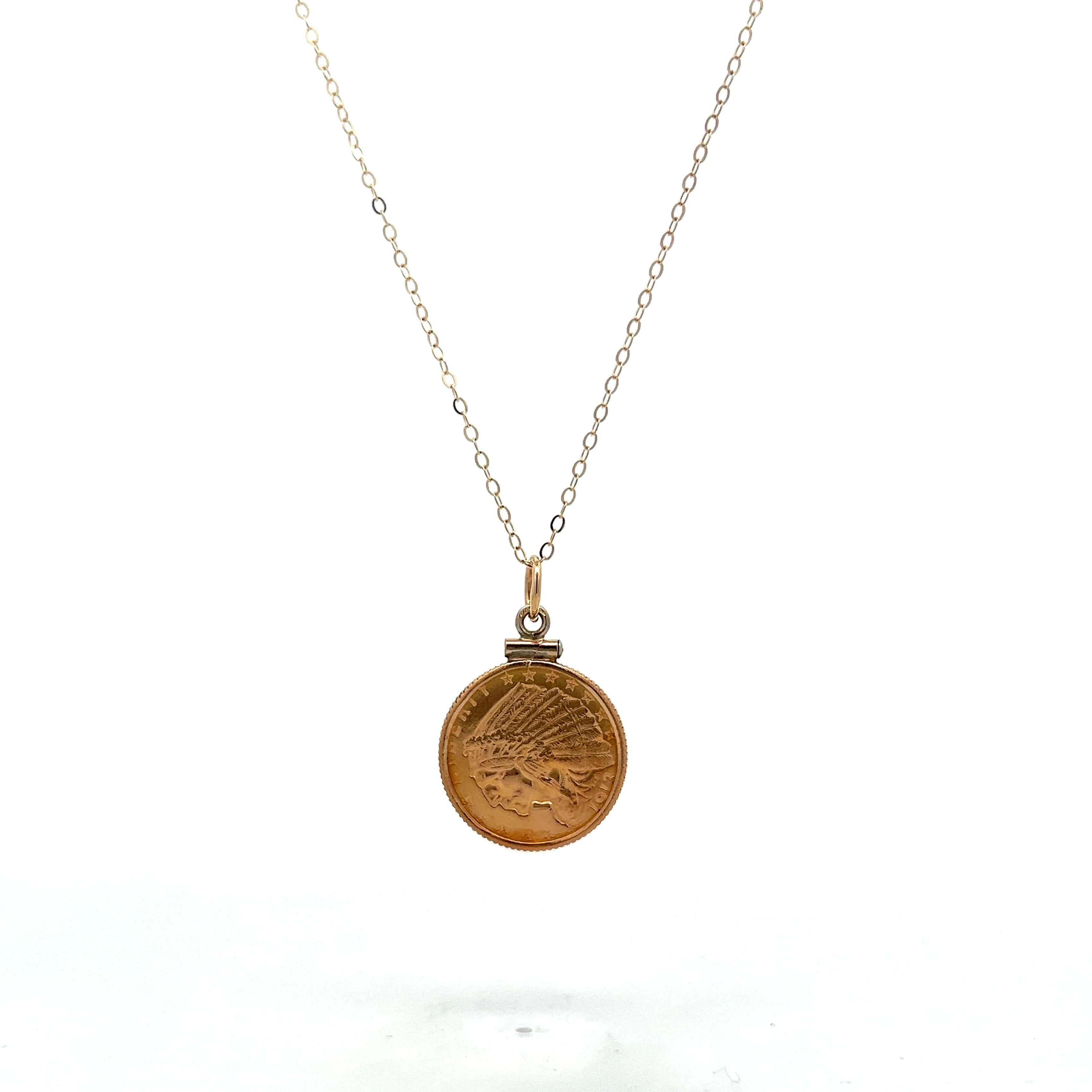 Indian Head Coin Pendant in 22k Yellow Gold - Image 5
