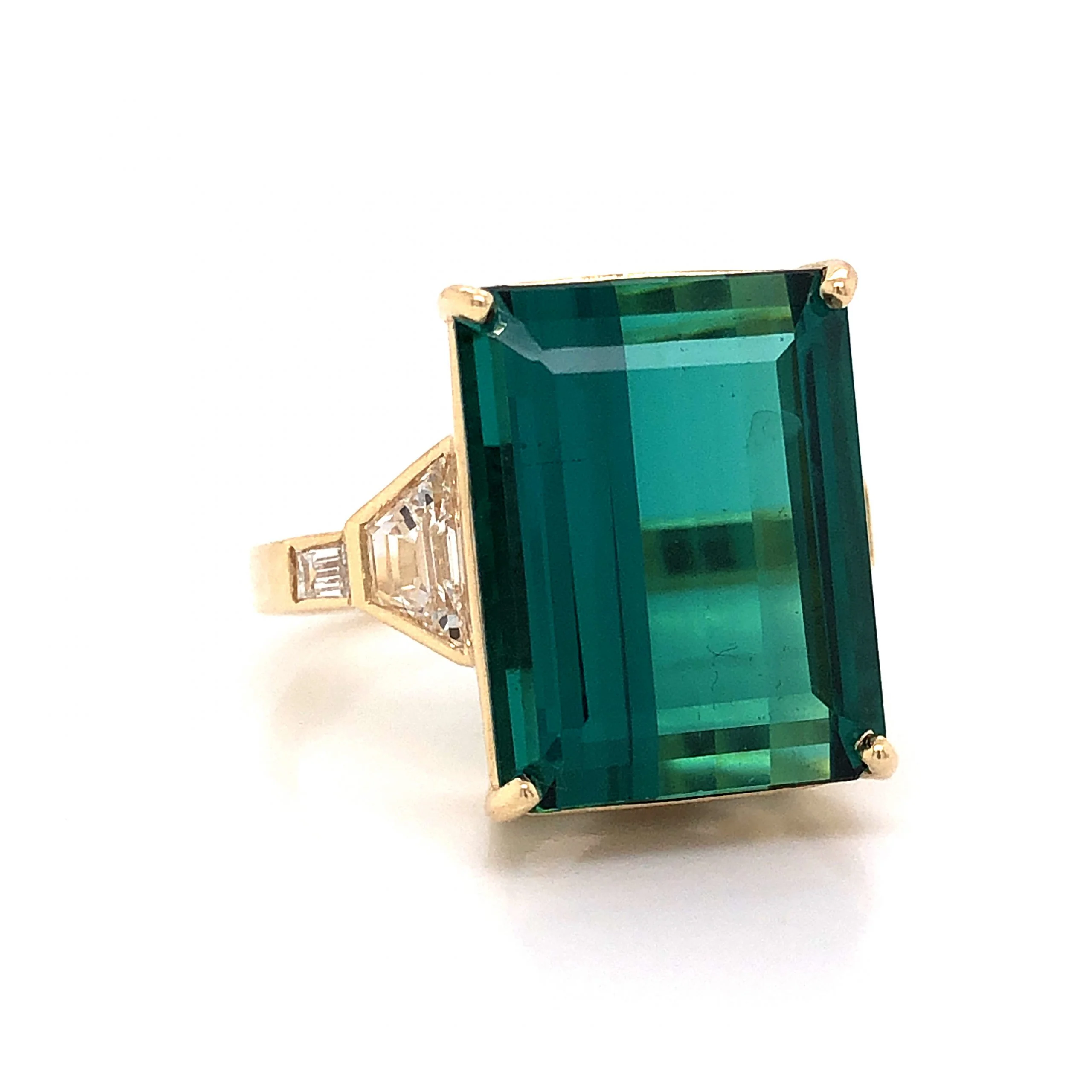 Indicolite Tourmaline & Diamond Cocktail Ring in 14k Yellow Gold - Image 3
