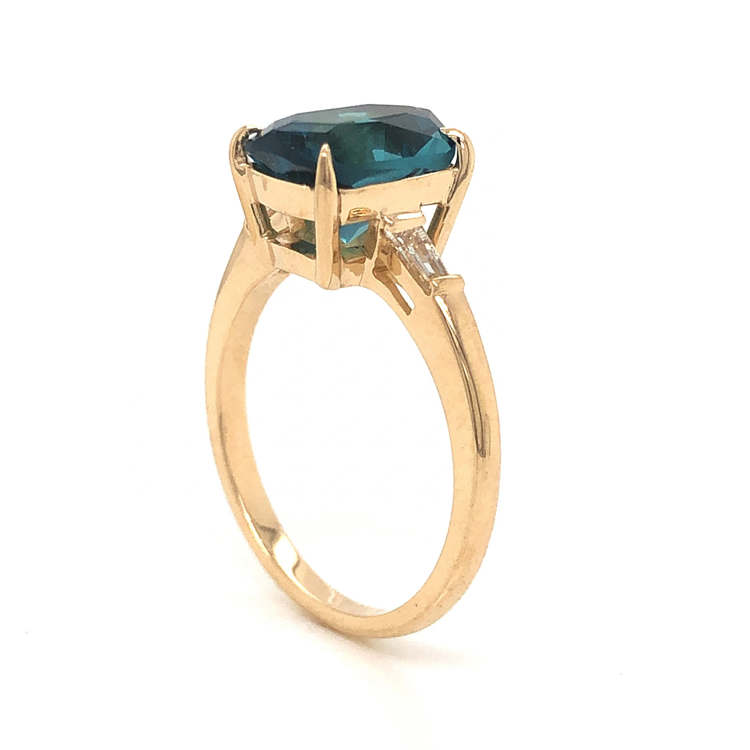 Indicolite Tourmaline Engagement Ring in 14k Yellow Gold - Image 5