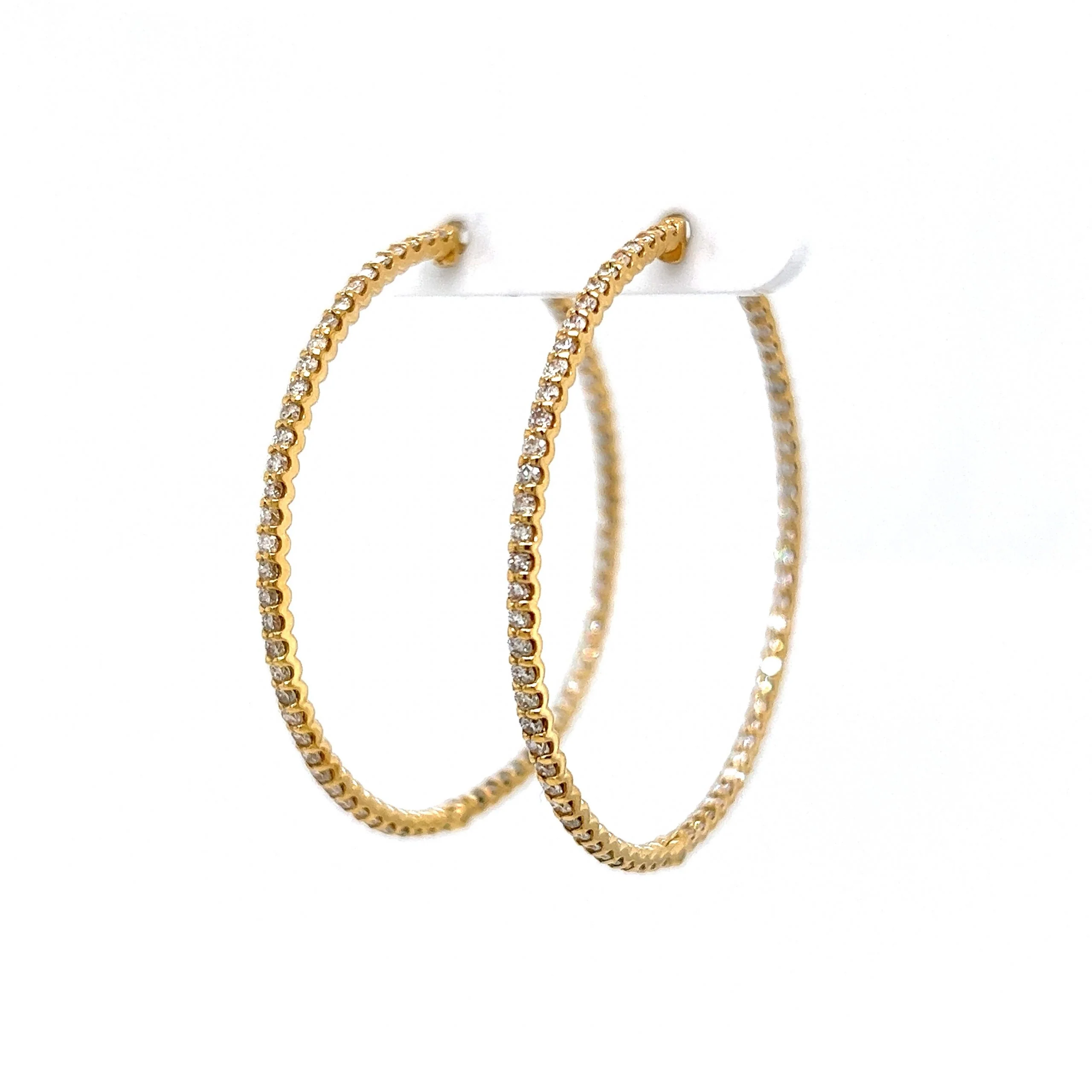 Inside Out Diamond Hoop Earrings in 18k Yellow Gold - Image 2