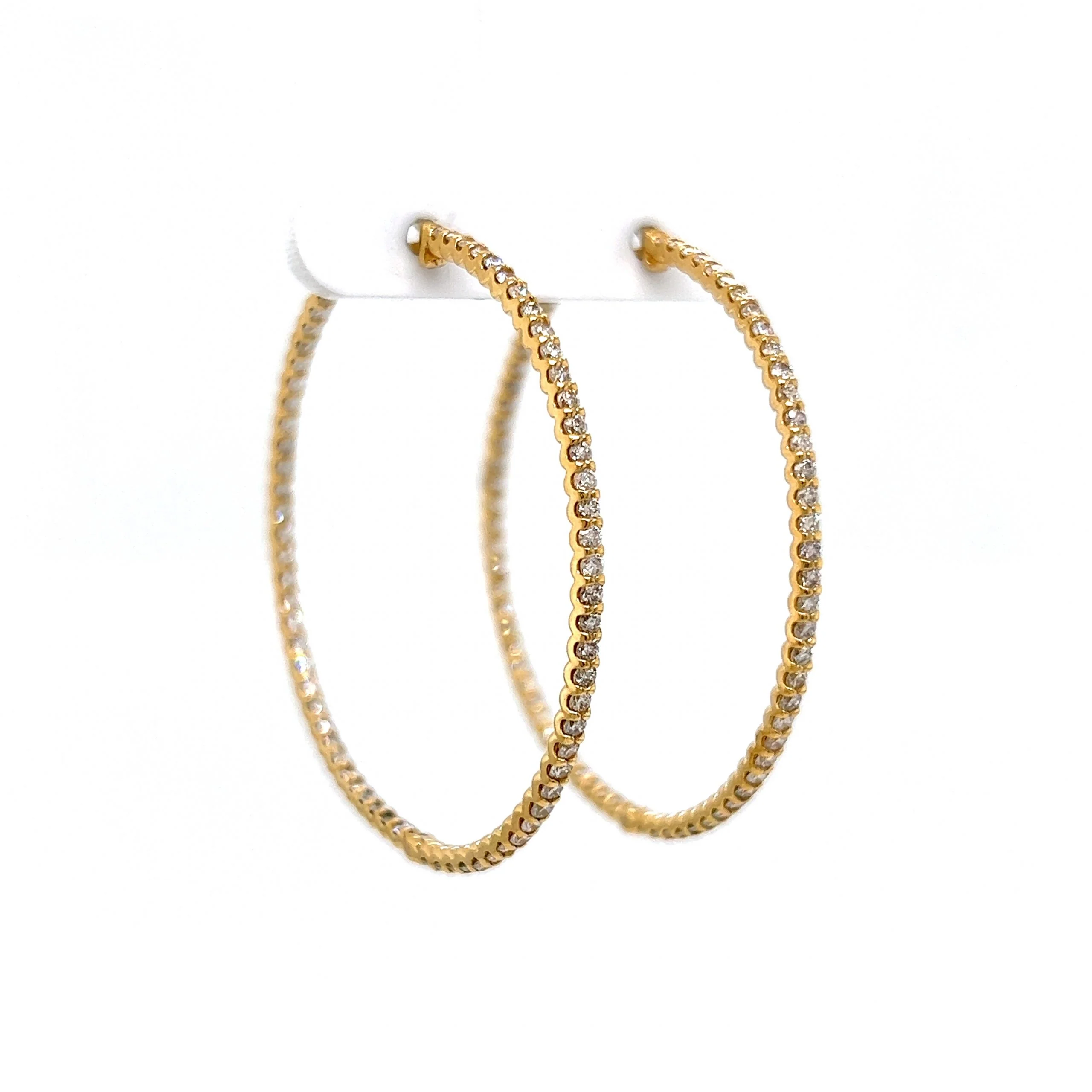 Inside Out Diamond Hoop Earrings in 18k Yellow Gold - Image 3