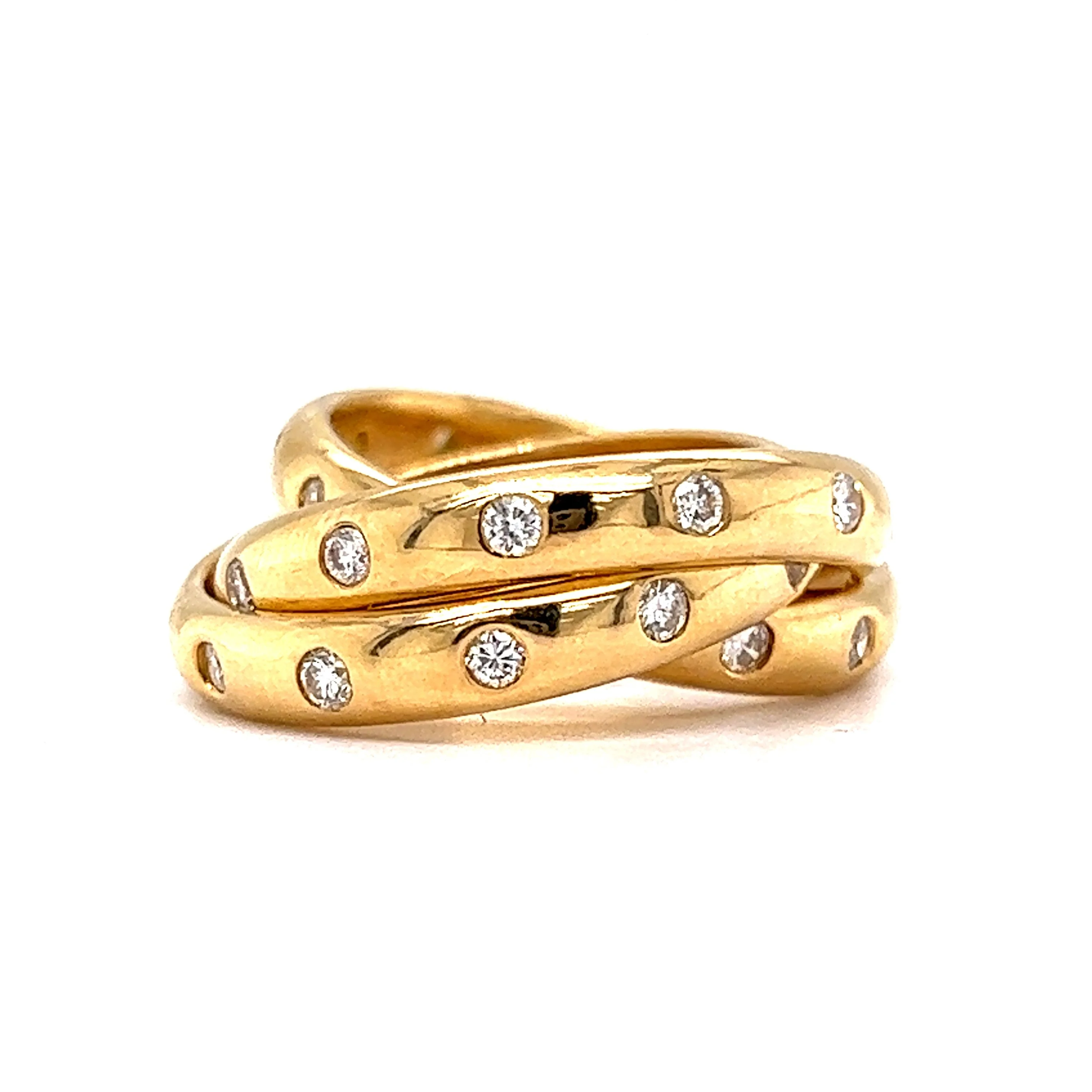 Interlocked Flush Set Diamond Ring in 18k Yellow Gold - Image 2