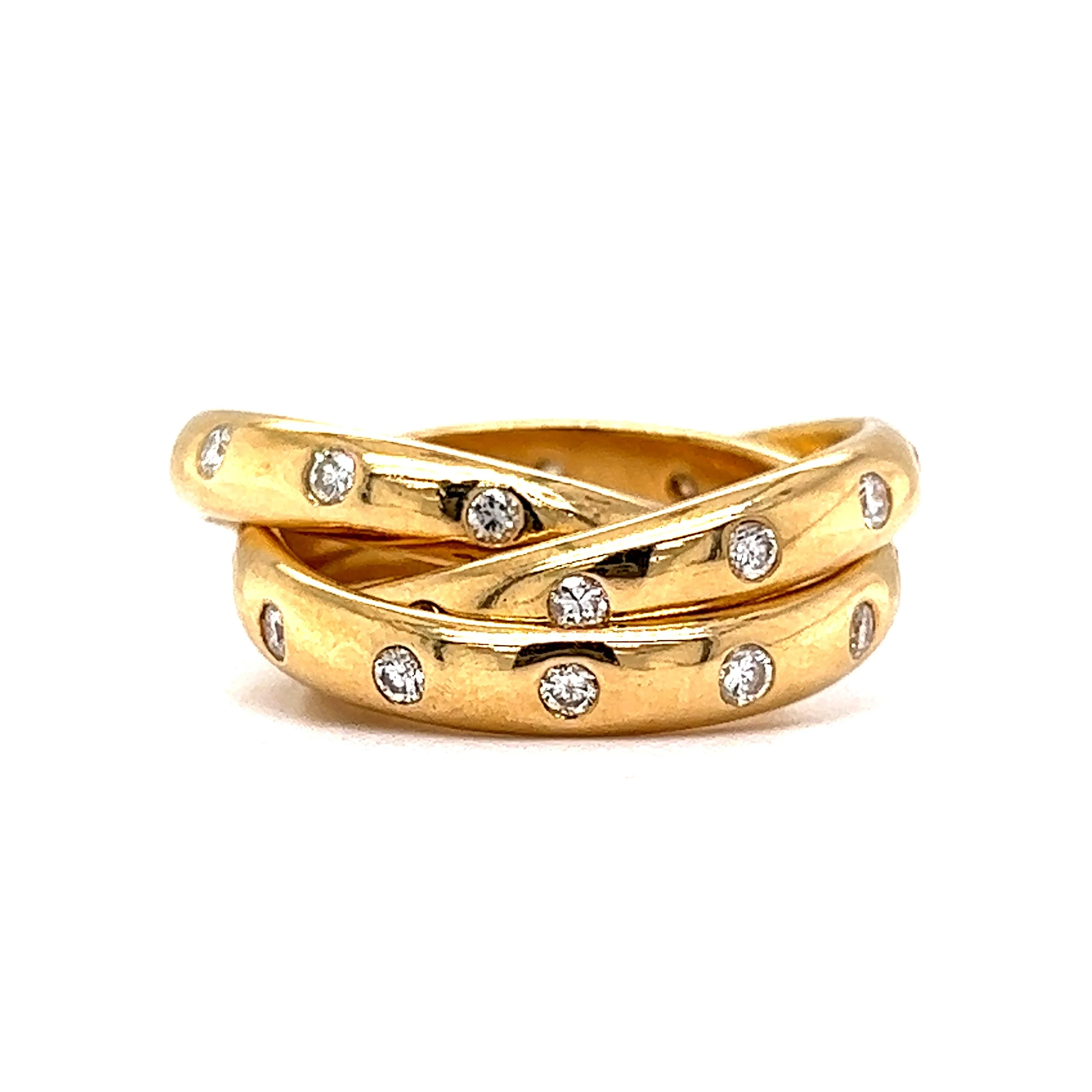 Interlocked Flush Set Diamond Ring in 18k Yellow Gold - Image 3