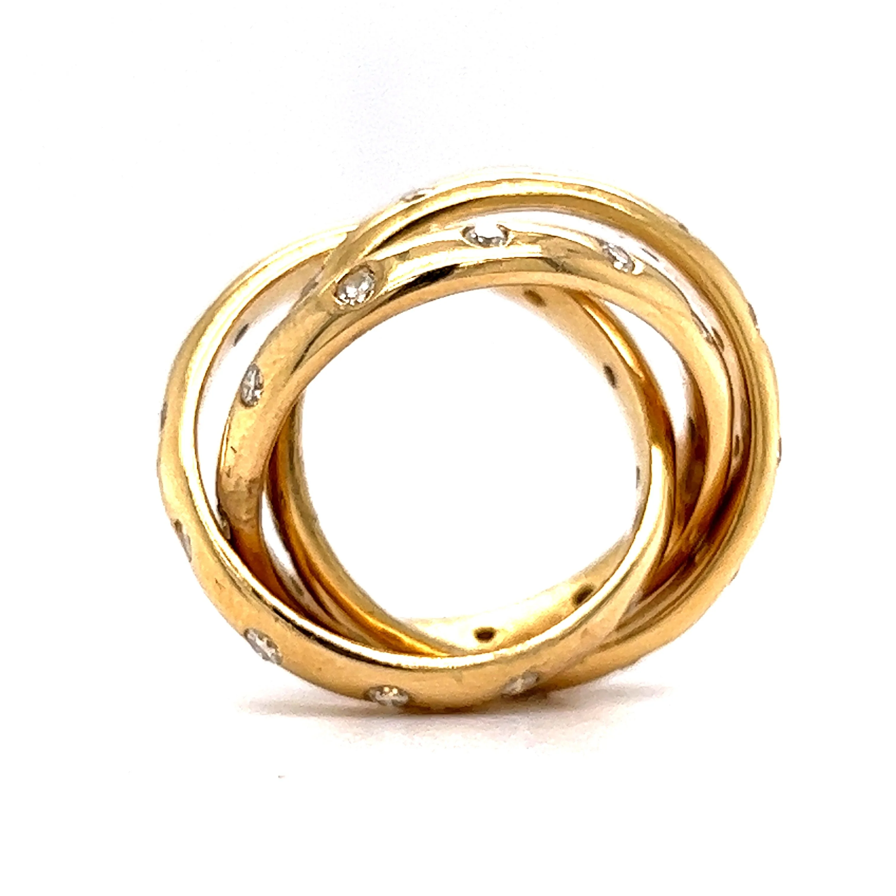 Interlocked Flush Set Diamond Ring in 18k Yellow Gold - Image 4