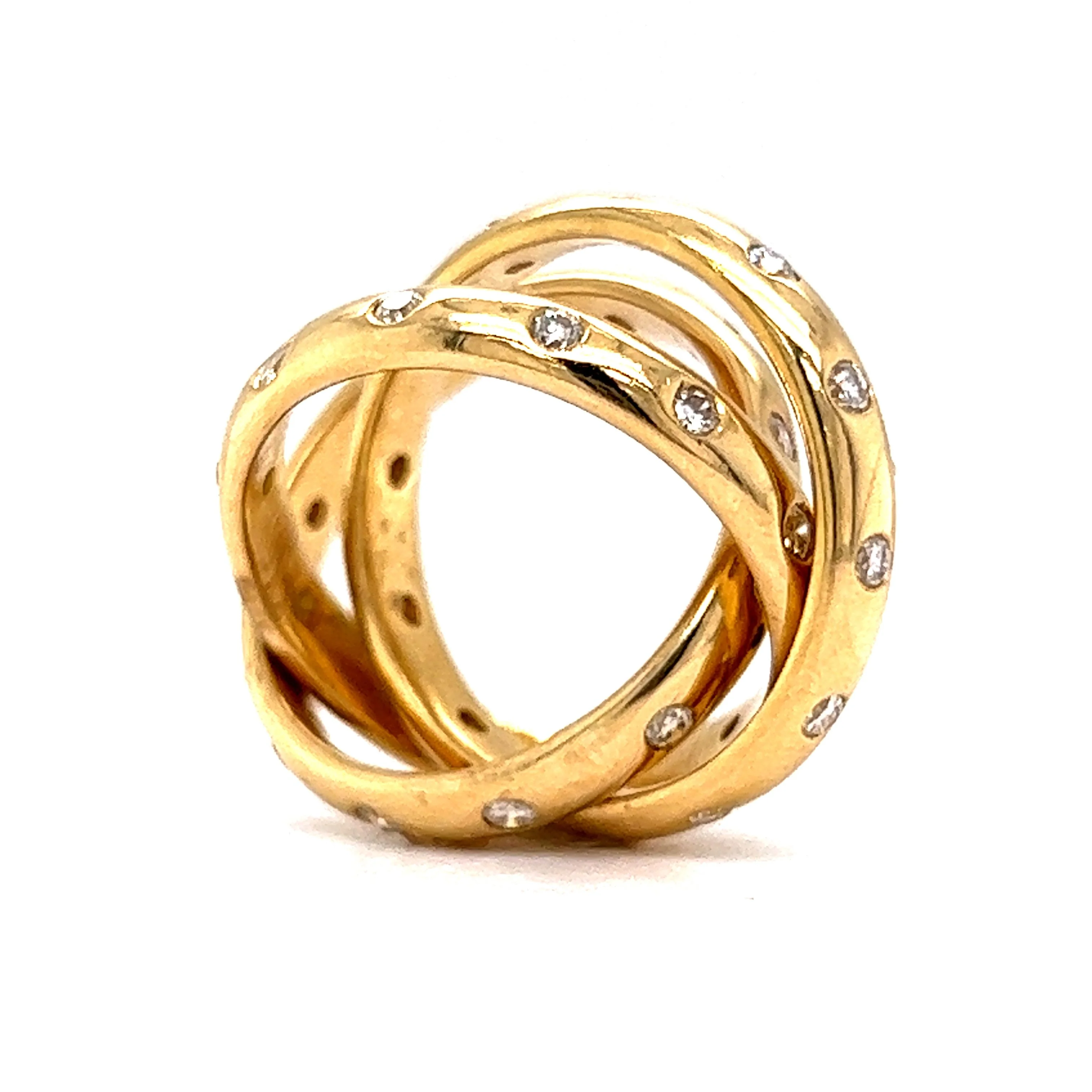 Interlocked Flush Set Diamond Ring in 18k Yellow Gold - Image 5