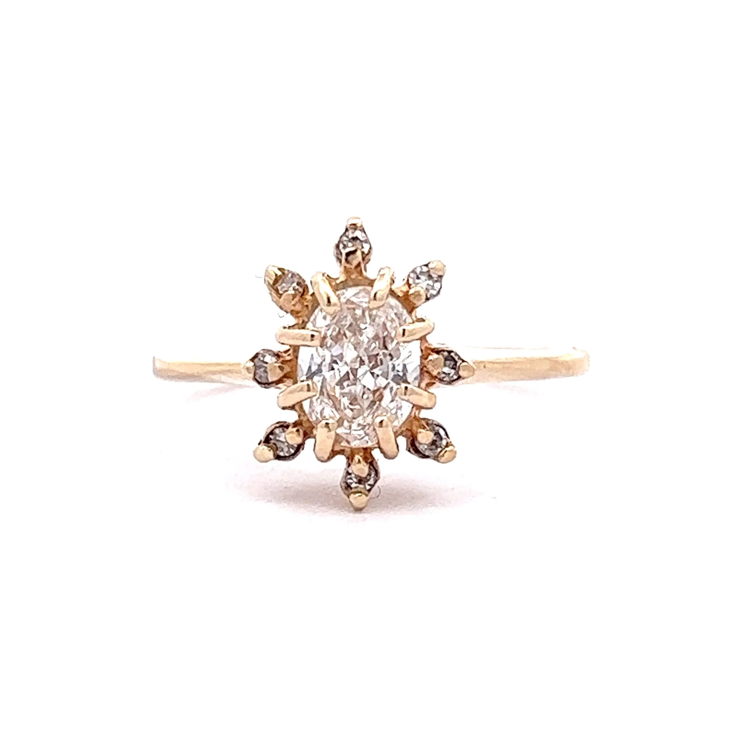 Intermittent Diamond Halo Engagement Ring in 14k Gold