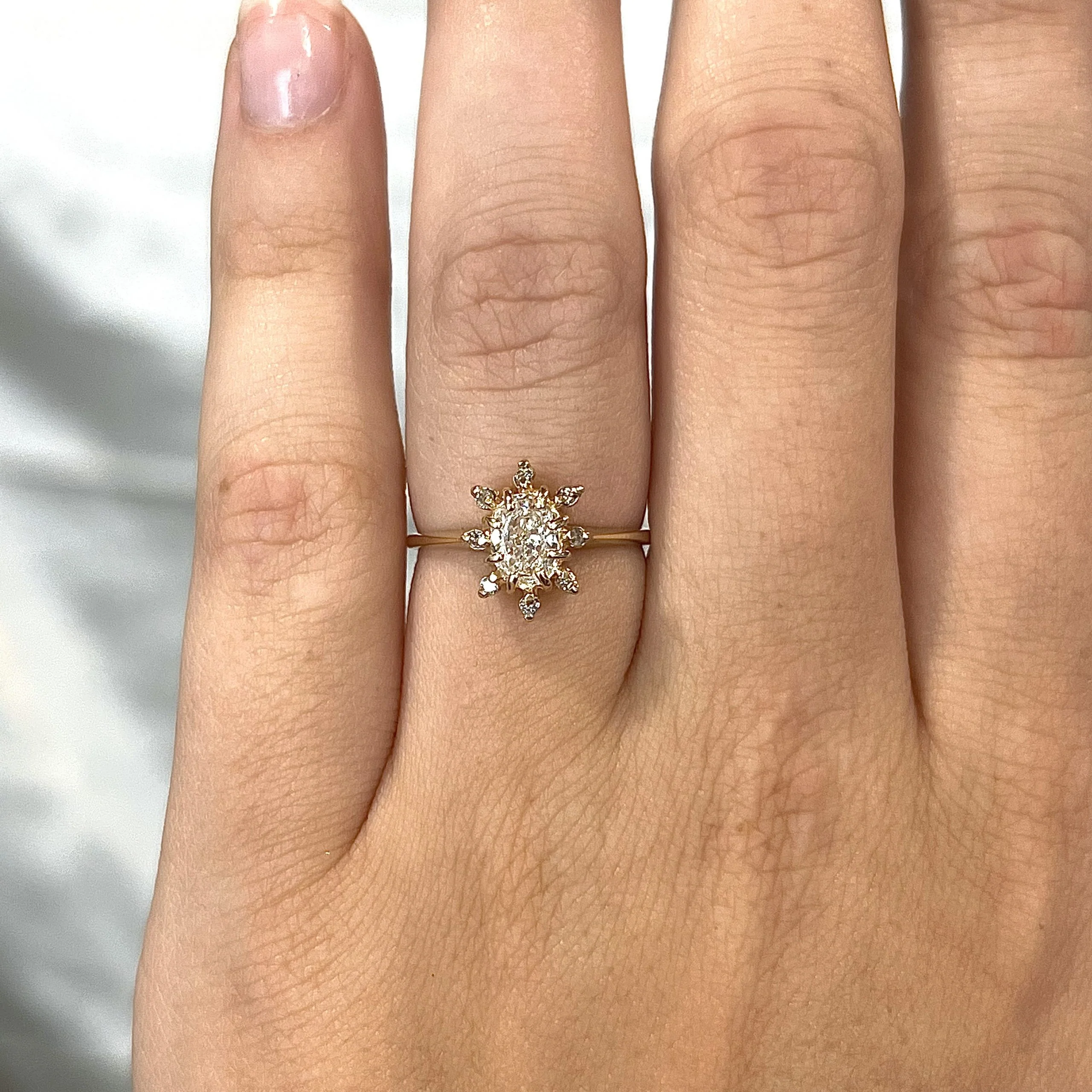 Intermittent Diamond Halo Engagement Ring in 14k Gold - Image 6