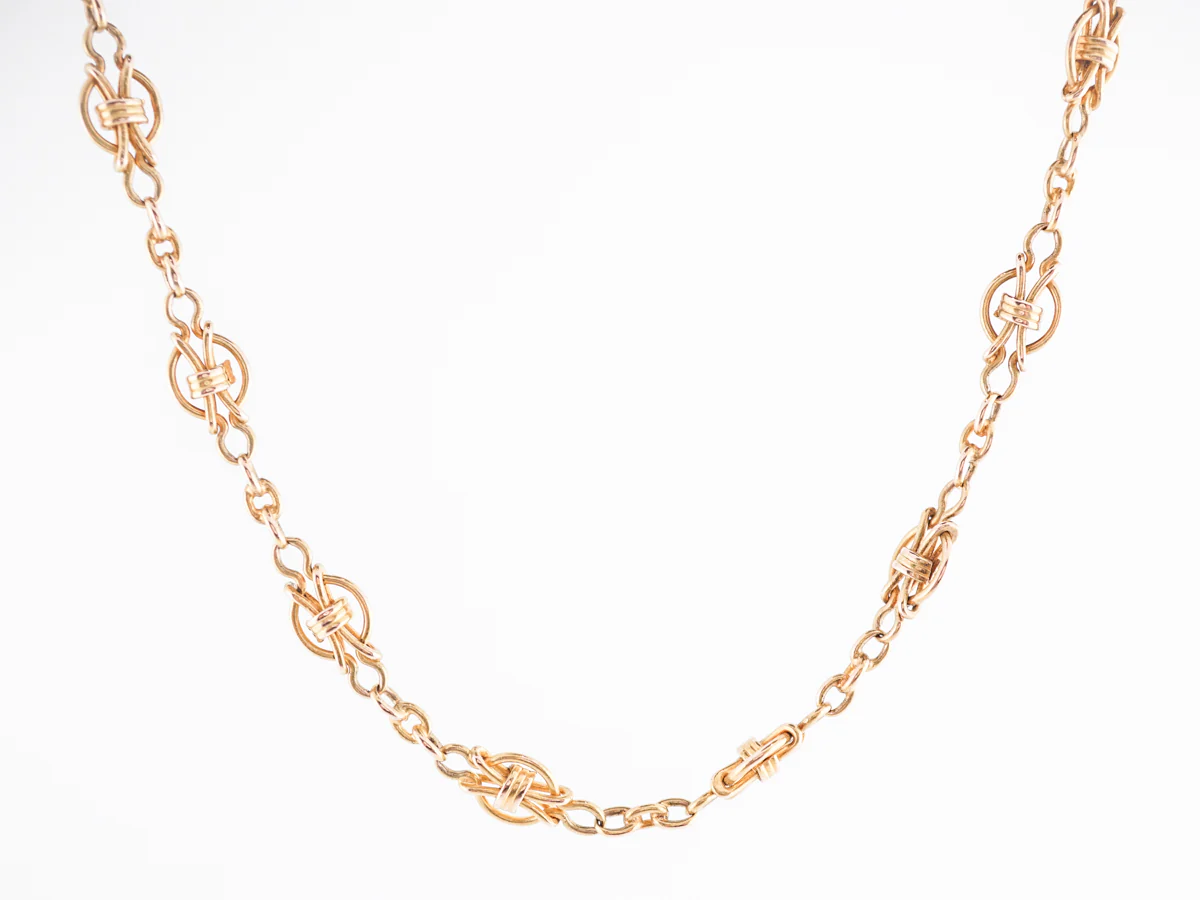 Intricate Victorian Chain Necklace in 14k Yellow Gold - Image 2